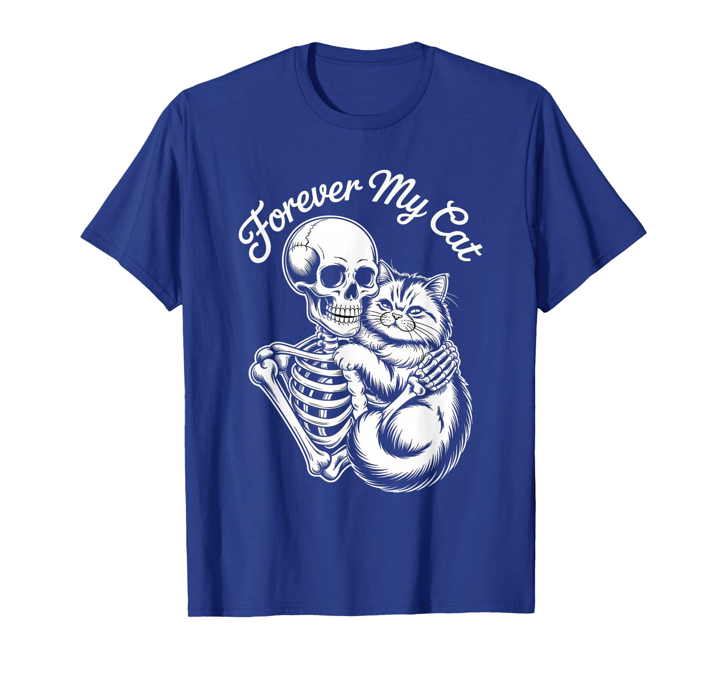 Halloween Forever My Cat Skeleton Hugging Kitty T-Shirt
