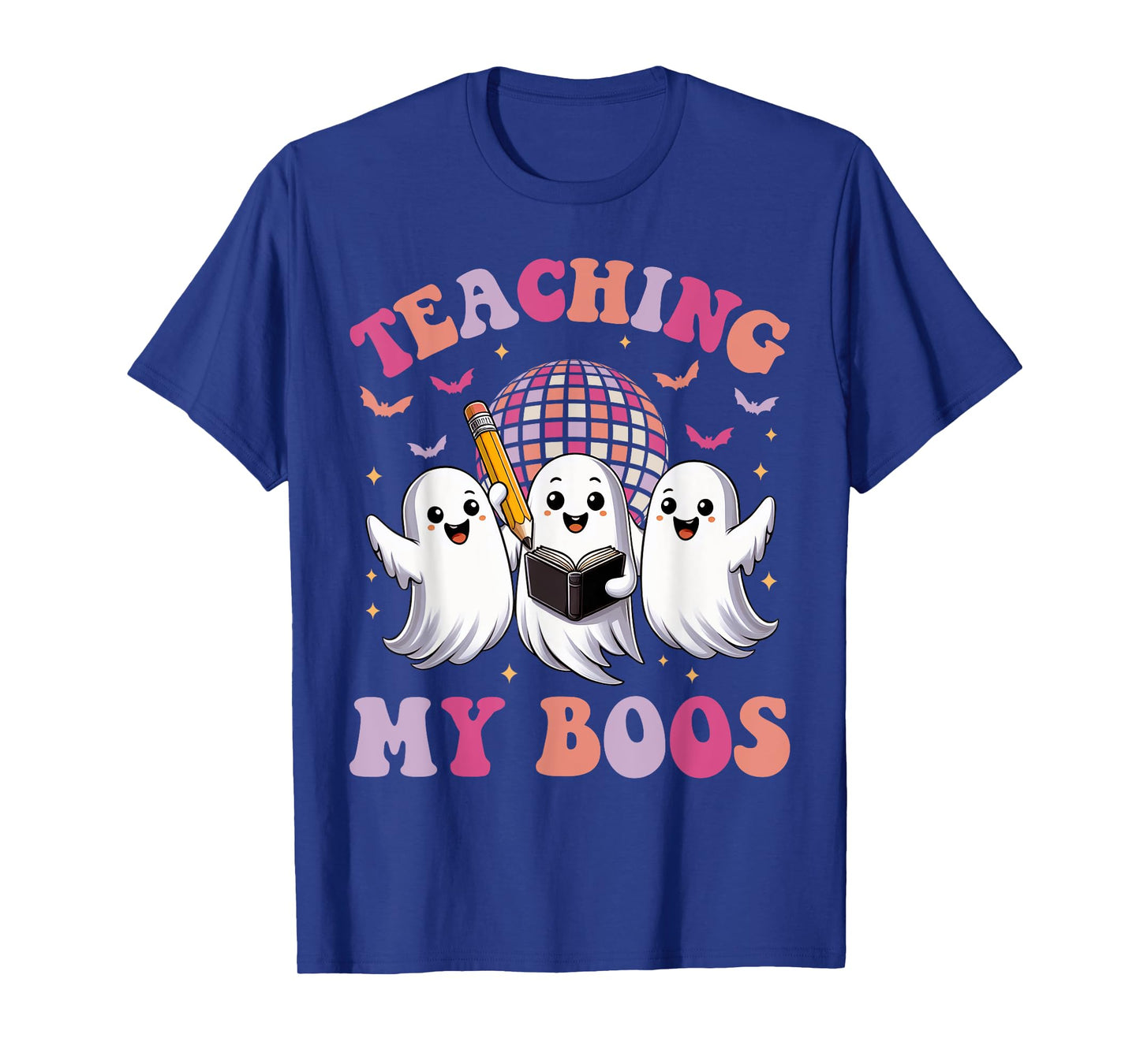 Groovy Teaching My Boos Crew Funny Ghost Halloween Teacher T-Shirt
