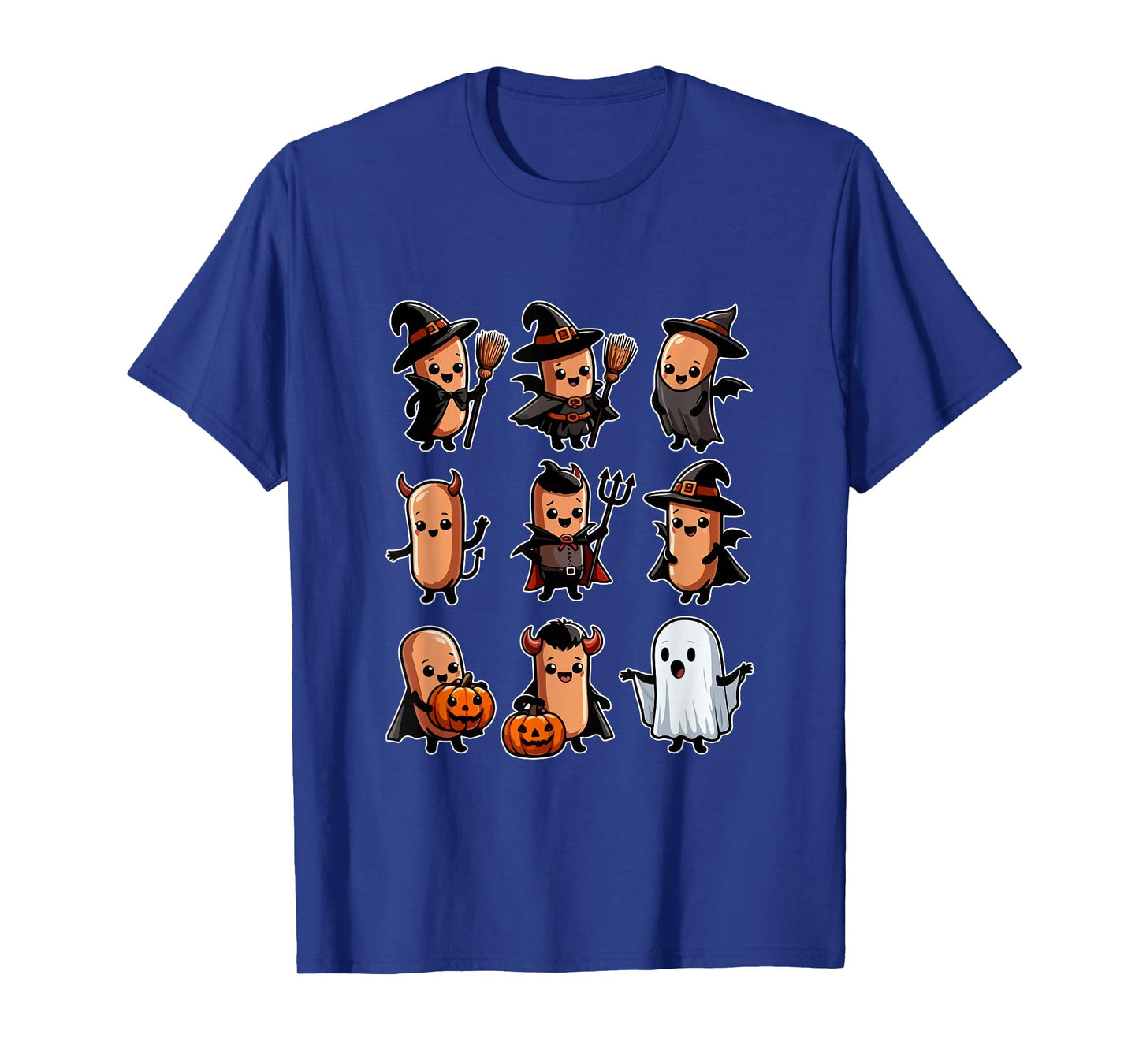 Group Sausages Cosplay Witch Boo Ghosts Halloween Food T-Shirt