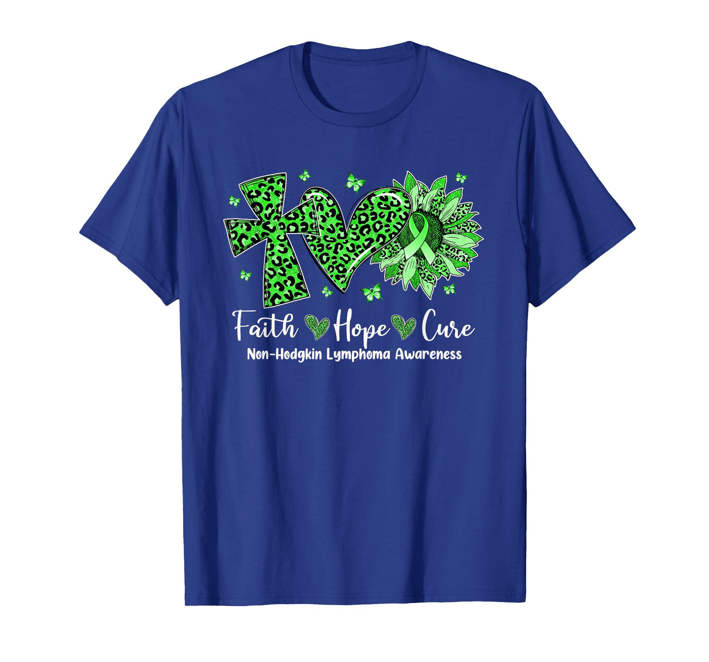 Faith Hope Cure Sunflower Leopard Non-Hodgkin Lymphoma T-Shirt
