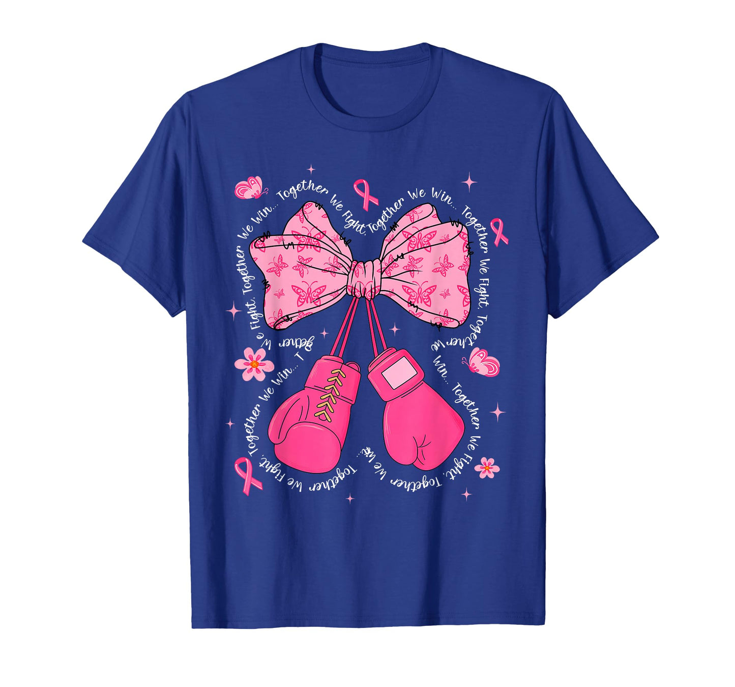 Together We Fight Win Breast Cancer Awareness Boxing Gloves T-Shirt
