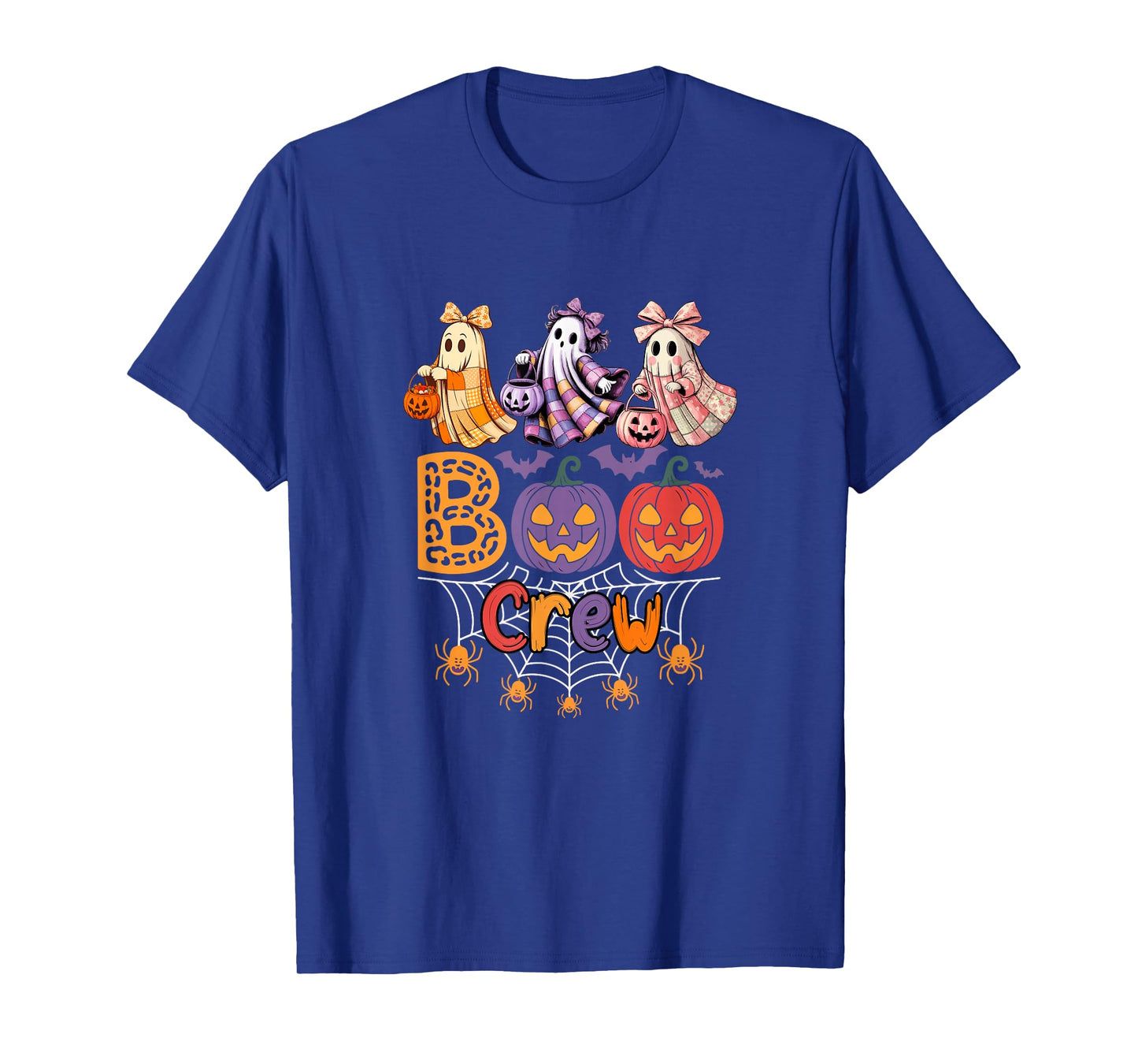 Boo Halloween Crew Three Cute Boo Ghosts Bow Tie Colroful T-Shirt