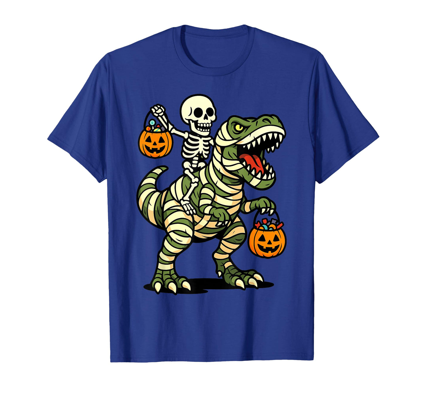 Halloween Mummy T-Rex Skeleton Funny Spooky Candy T-Shirt