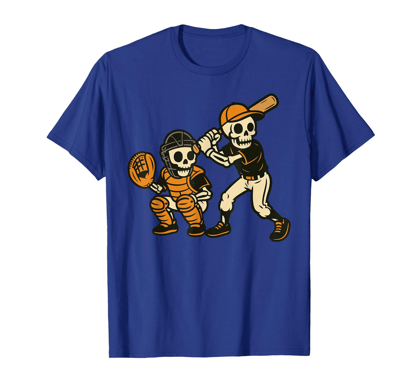 Halloween Skeleton Batter Catcher Baseball Graphic T-Shirt