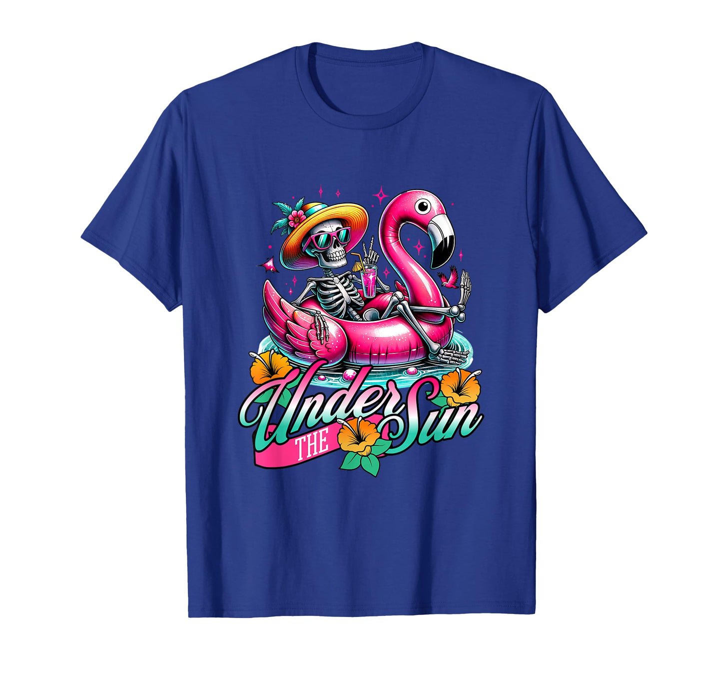 Under The Sun Pink Flamingo Skull Vacation T-Shirt