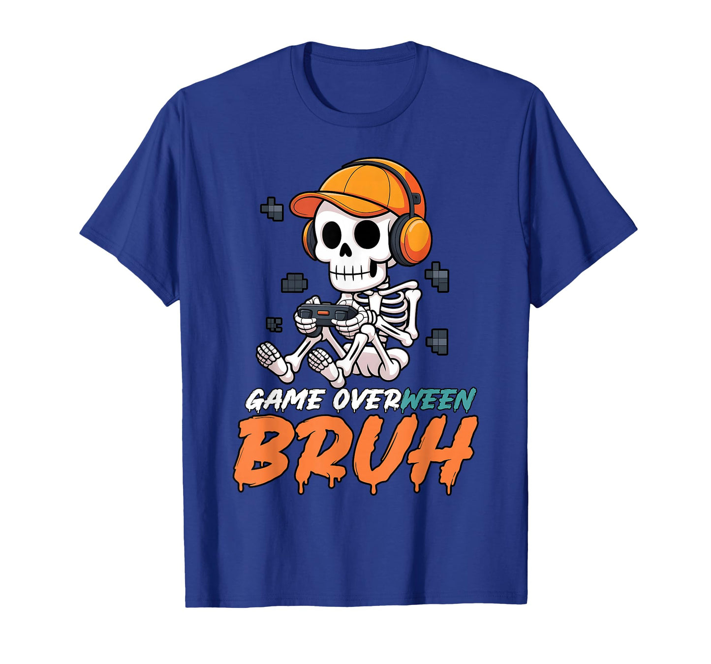 Halloween Skeleton Gamer Game Overween Bruh Boys Men T-Shirt