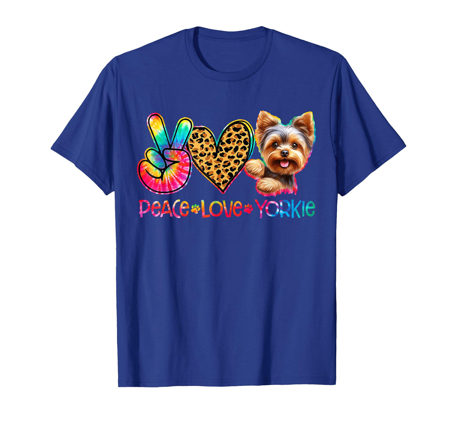 Peace Love Yorkie Tie Dye Dog Lover T-Shirt for Men Women Kids