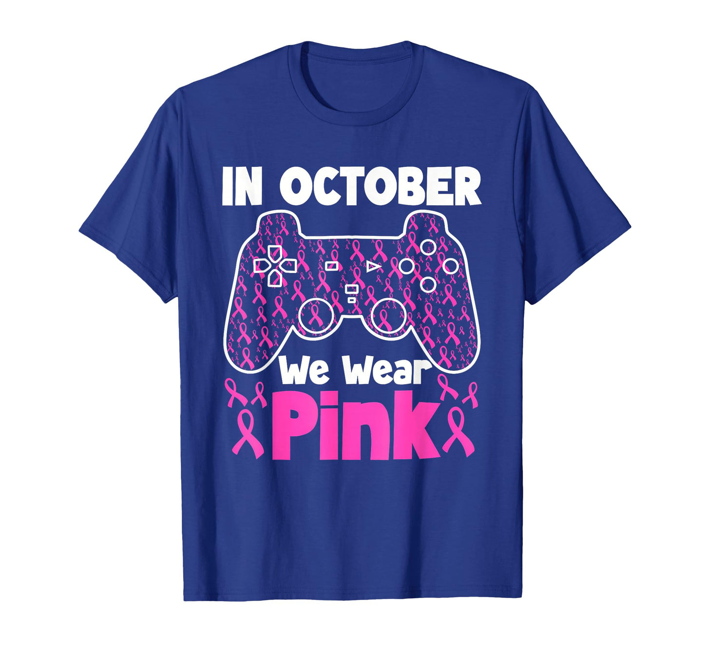 in October We Wear Pink Breast Cancer Gaming Kids Boys Youth T-Shirt