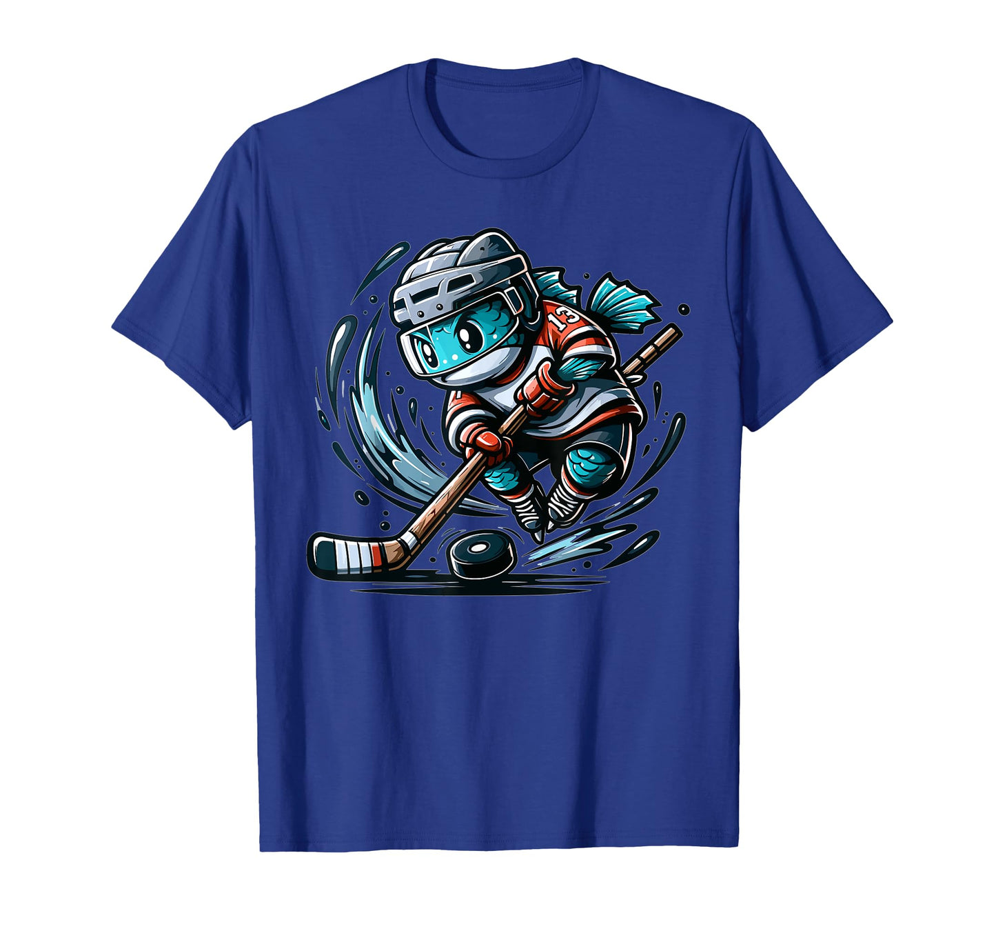 Funny Fishing Design, Fish Playing Hockey T-Shirt