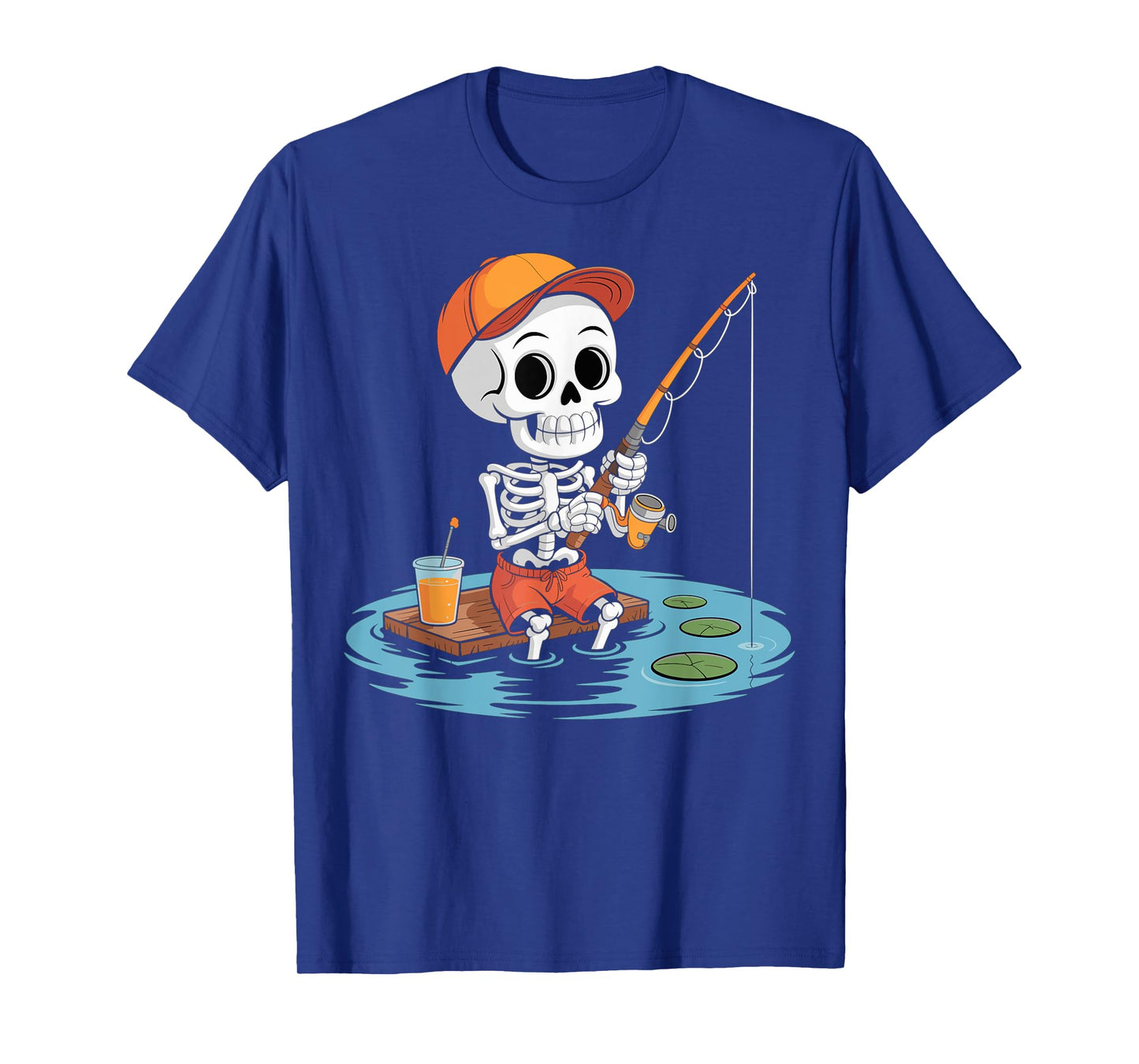Skeleton Fishing Halloween Costume Funny Fishing Men Kids T-Shirt