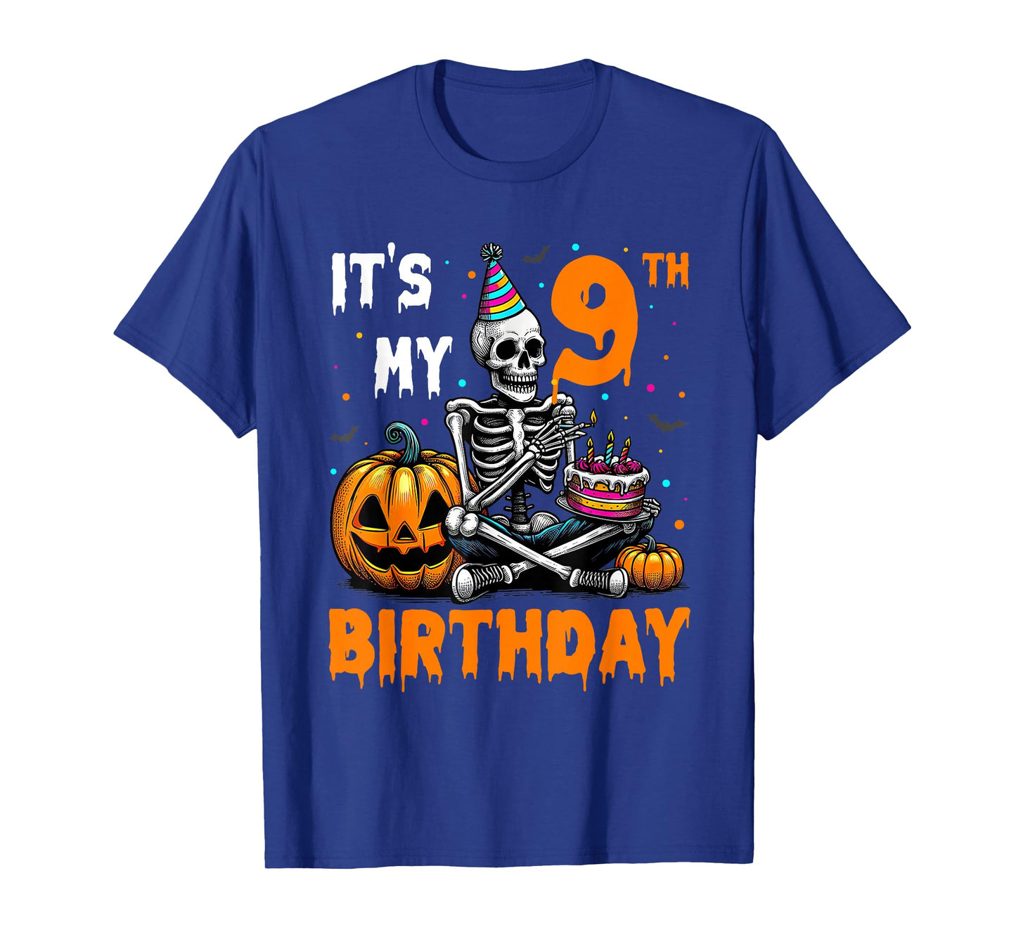 Skeleton 9th Birthday Halloween Party Kids 9 Years Gift T-Shirt
