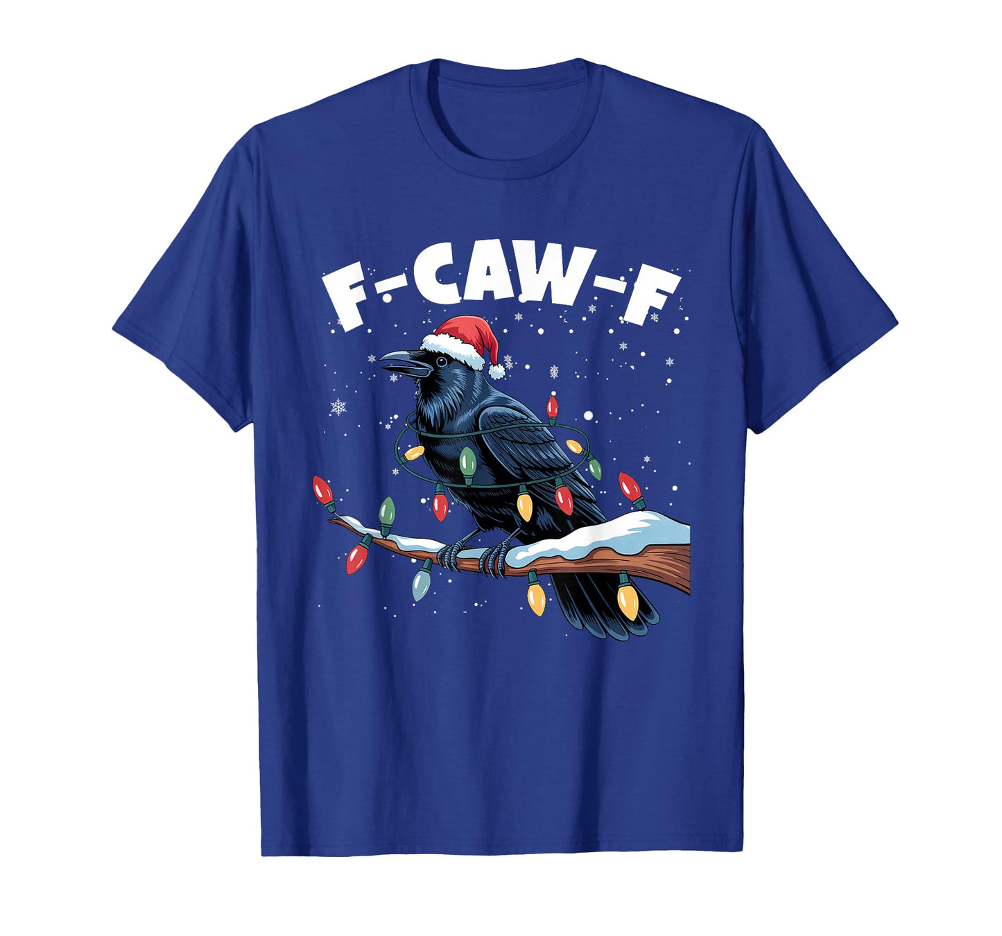 Crow F-CAW-F Black Bird Gothic Christmas Lights Santa Hat T-Shirt