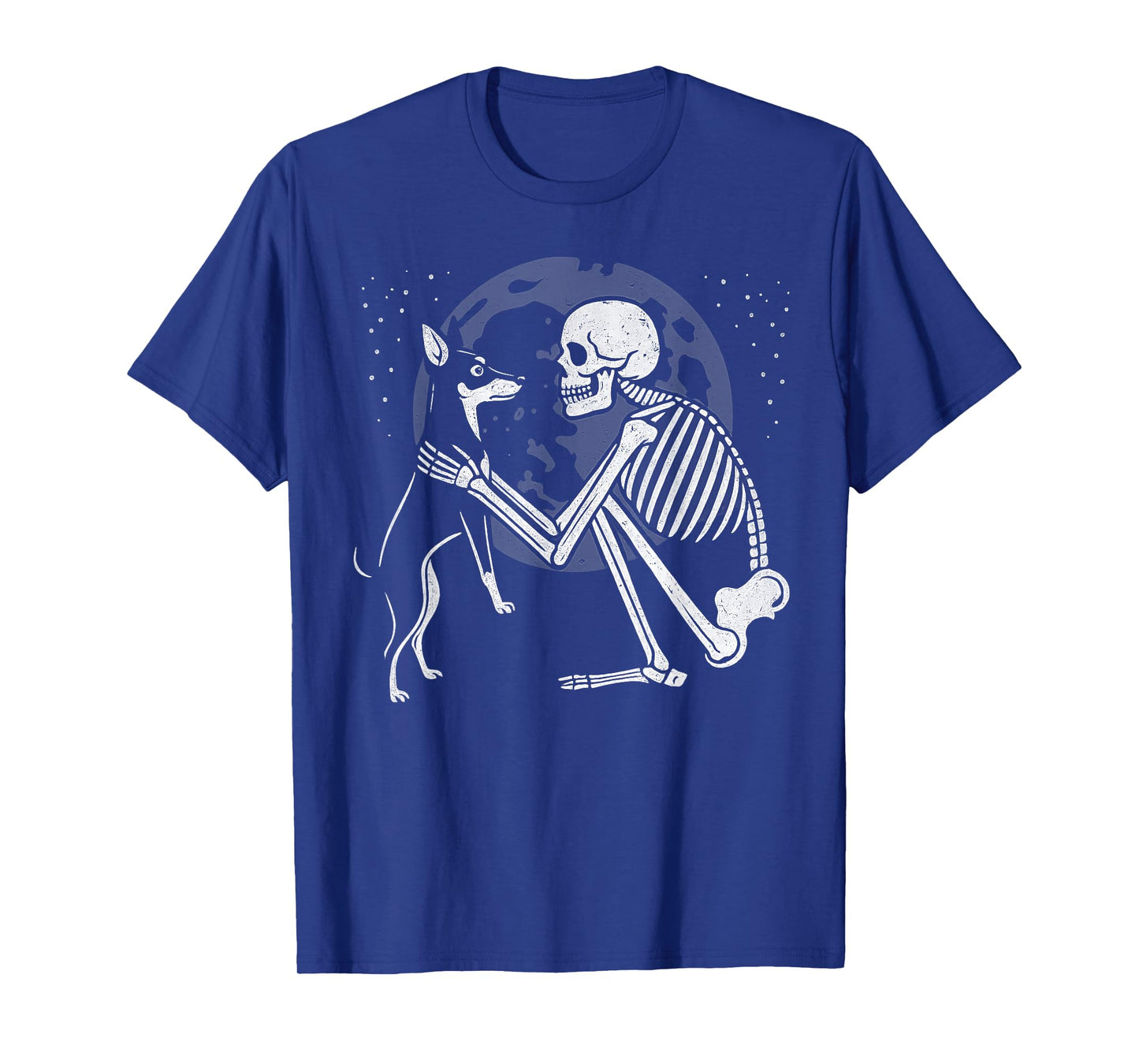 Miniature Pinscher Skeleton Moon Halloween Dog Lover T-Shirt