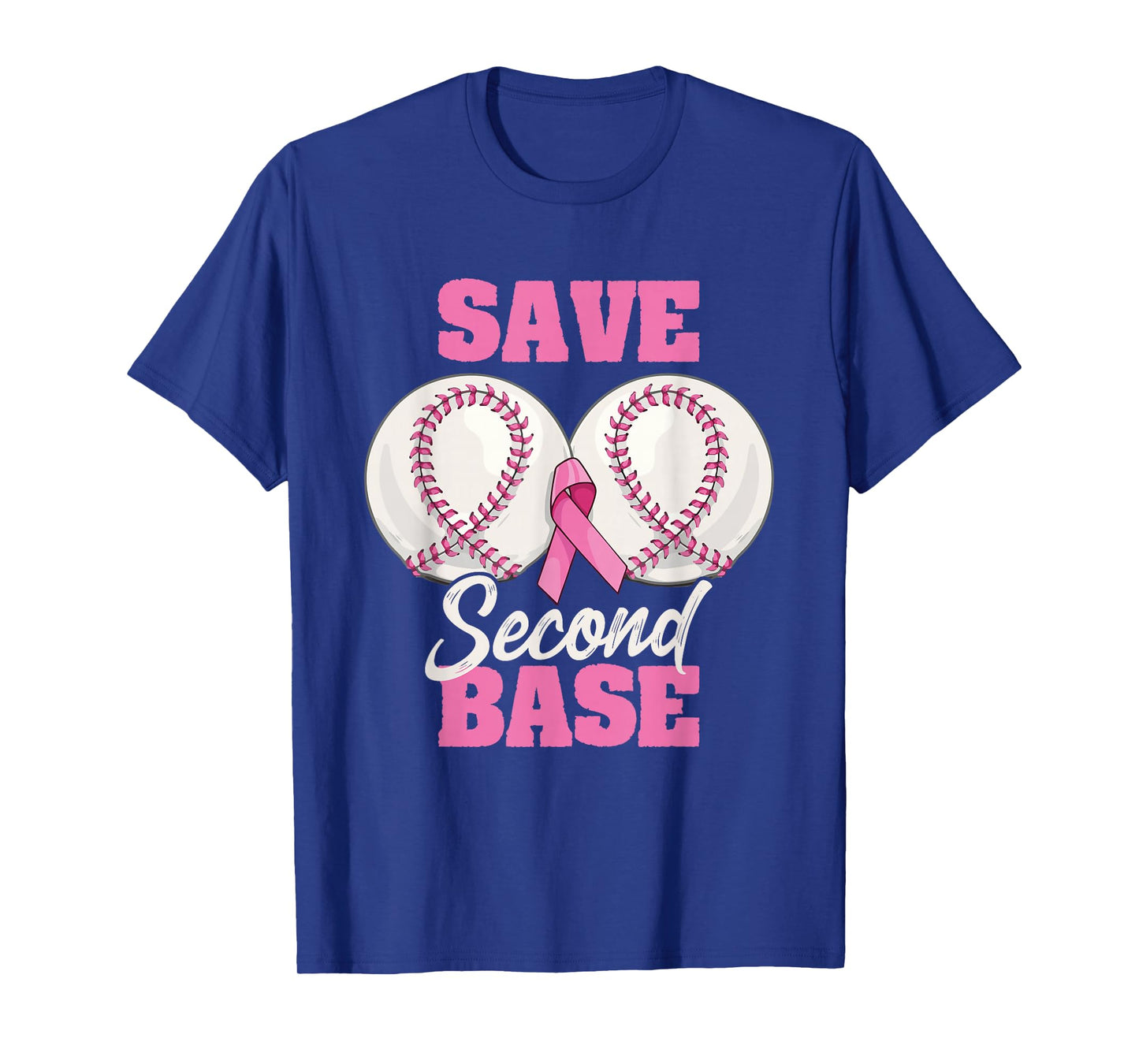 Save Second 2nd Base Funny Baseball Breast Cancer Awareness T-Shirt