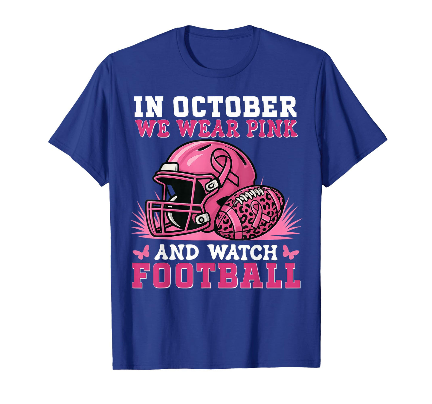 Football Breast Cancer Halloween in October we wear Pink Men T-Shirt