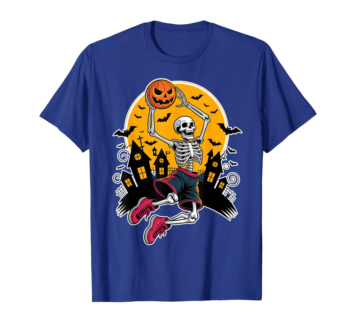Skeleton Basketball Dunk Halloween Pumpkin Sport Costume T-Shirt