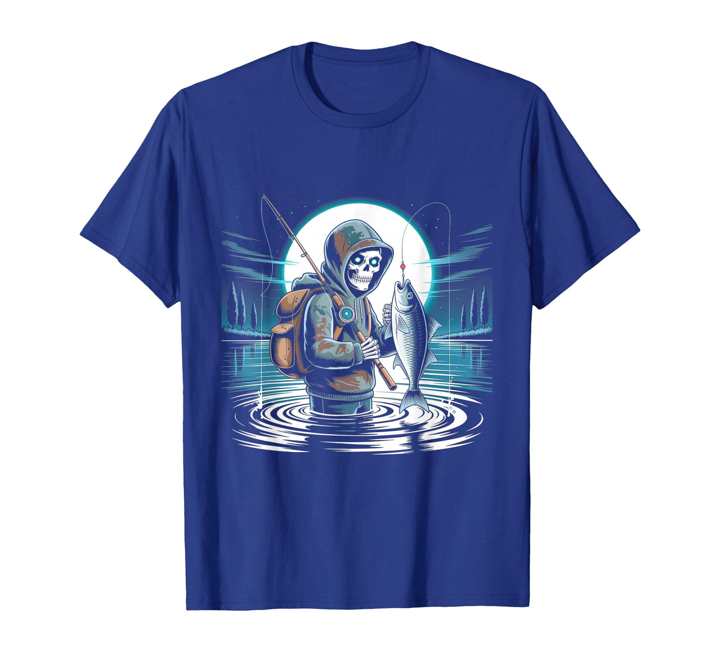 Skeleton Fishing Halloween Costume Funny Fishing T-Shirt