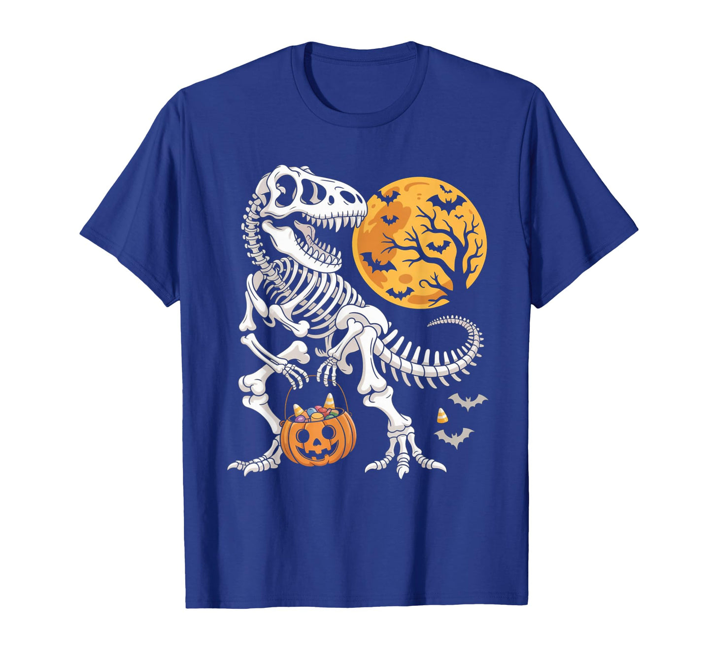 Halloween Boys Dinosaur Skeleton T rex Scary Pumpkin Spooky T-Shirt