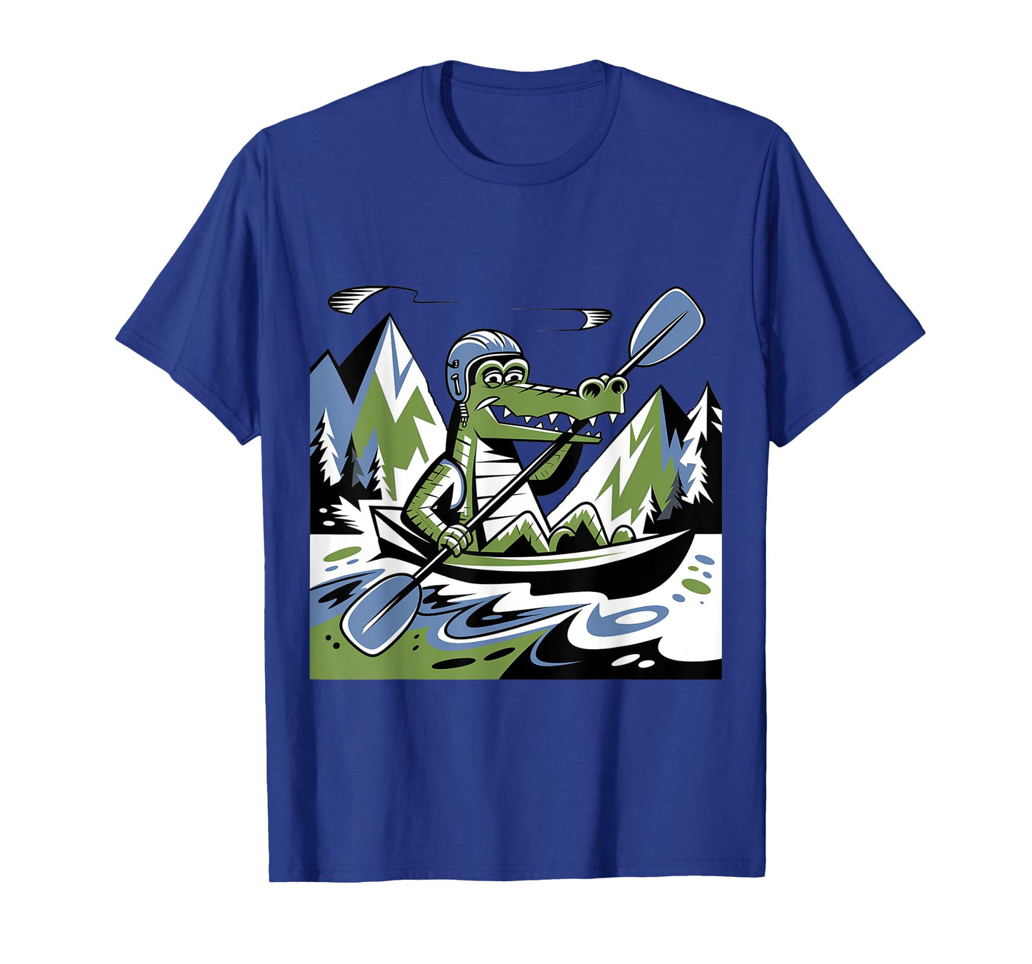 Funny Cool Alligator Kayaking Abstract T-Shirt