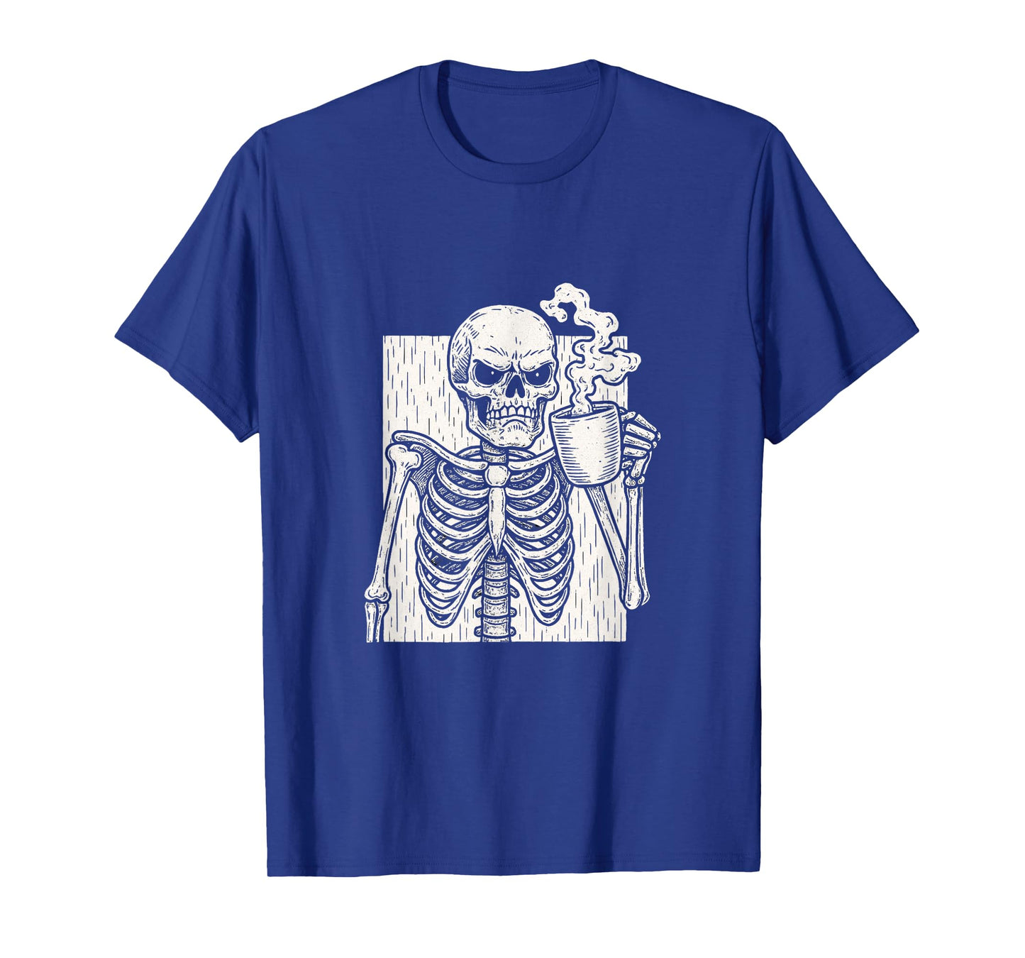 Coffee Drinking Angry Skeleton Skull Halloween T-Shirt