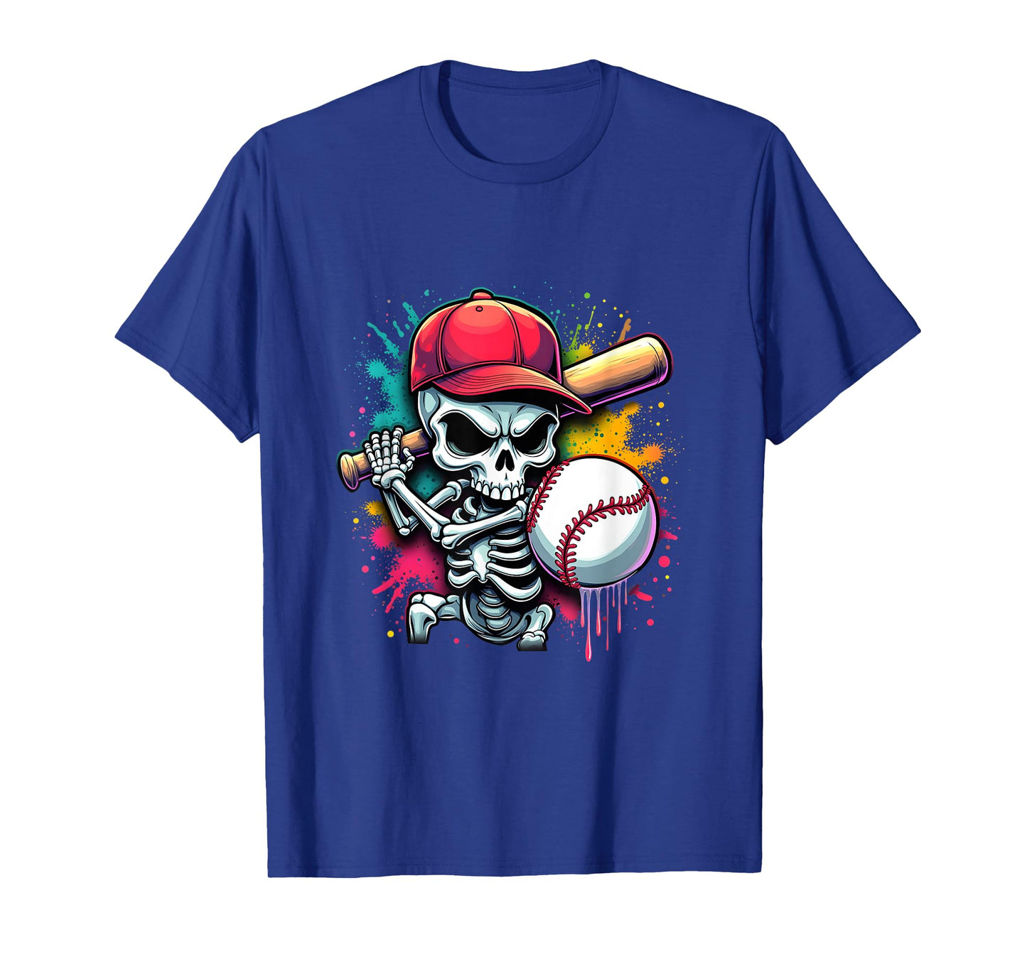 Skeleton Baseball Batter Halloween Cool Sports Fan Men Boy T-Shirt