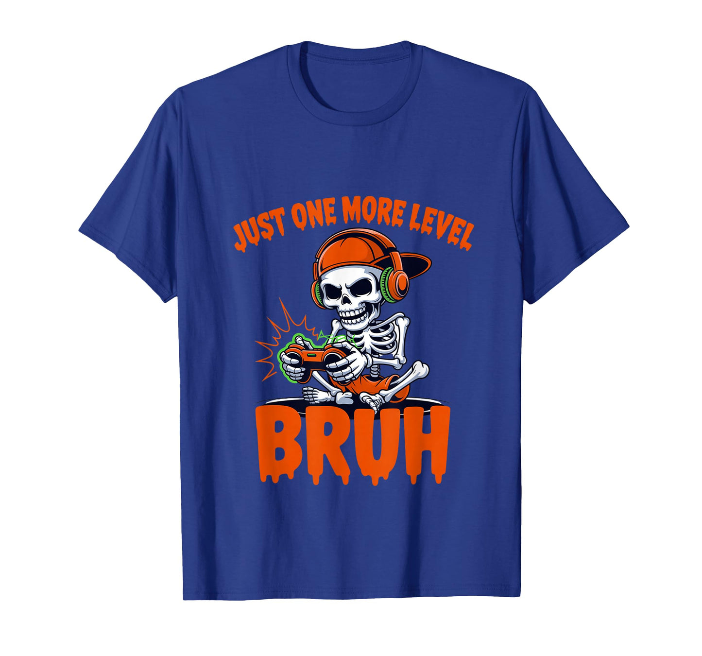 Just One More Level Skeleton Gamer Bruh Funny Halloween T-Shirt