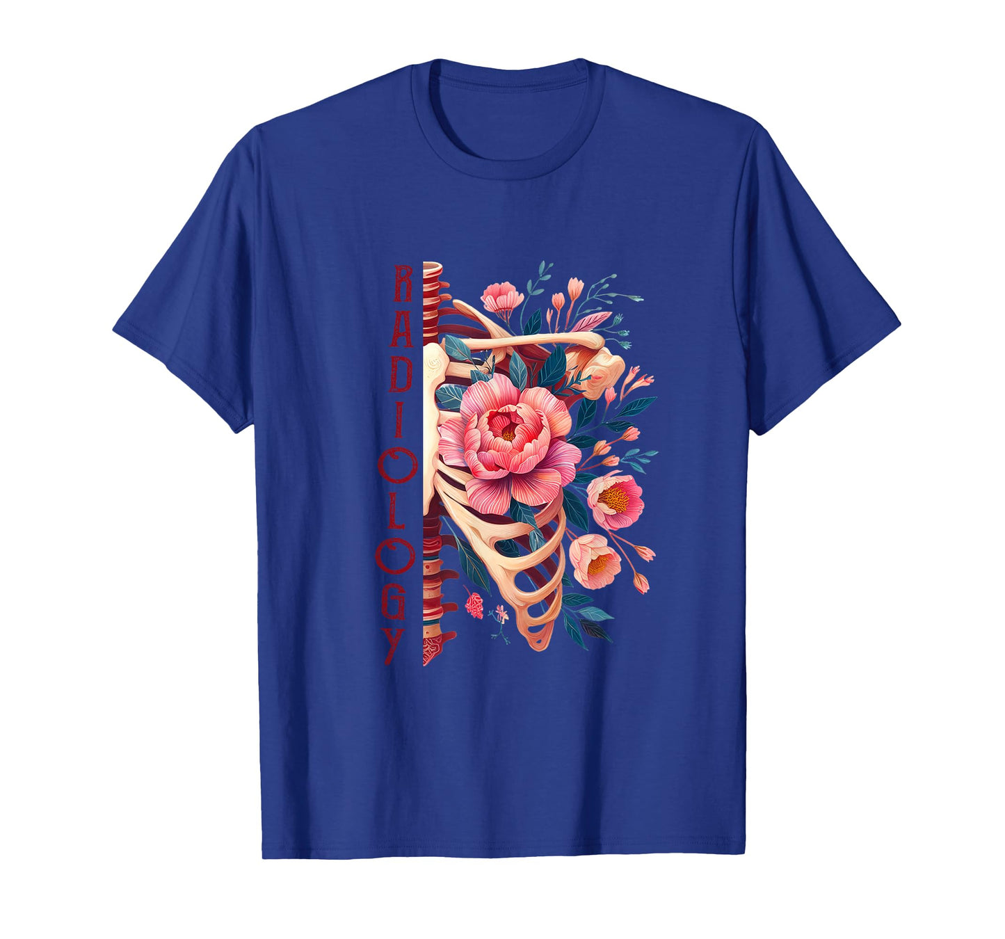 Floral Rib Cage Radiology Skeleton X-Ray Tech Radiologist T-Shirt