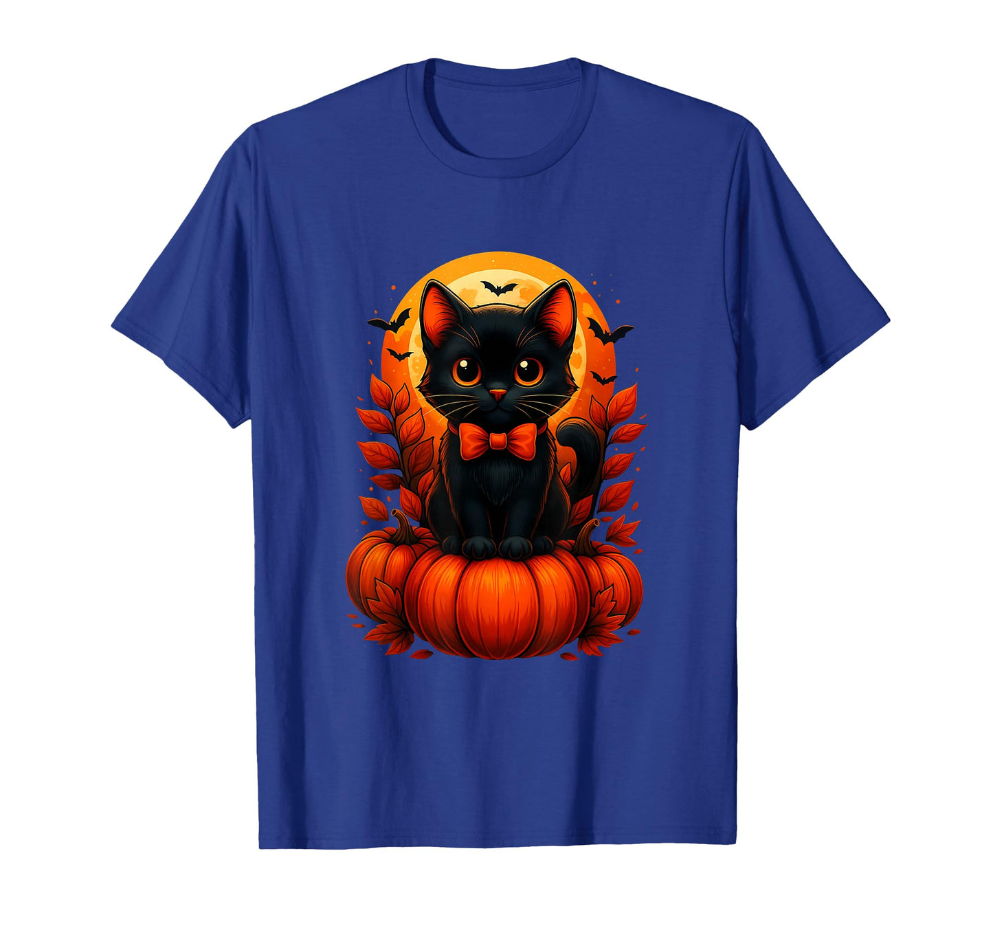 Retro Black Cat Pumpkin Halloween Costume Fall Autumn Season T-Shirt