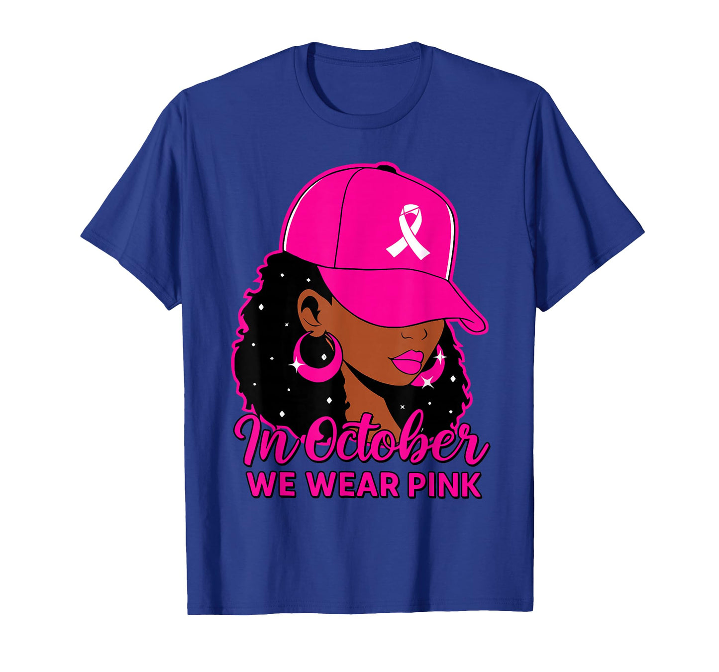 in October We Wear Pink Black Women Breast Cancer Awareness T-Shirt