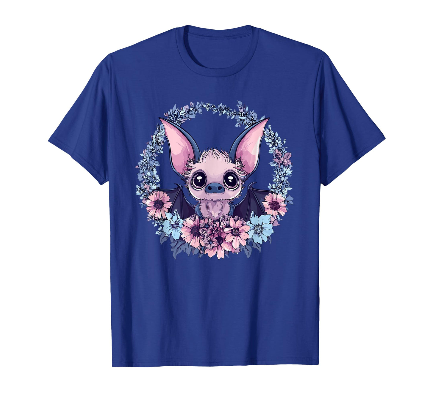 Adorable Bat Surrounded By Beautiful Flowers T-Shirt
