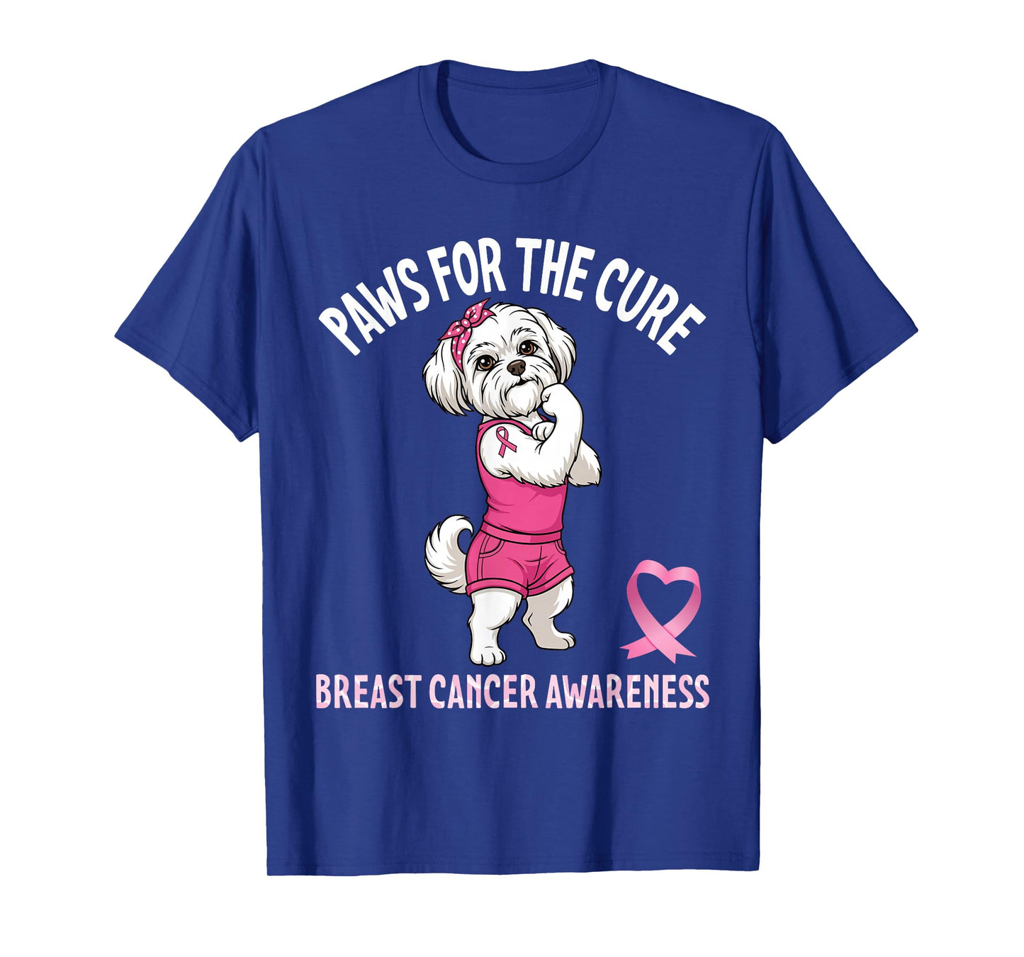 Havanese Dog Warrior With Pink Ribbon Paws For The Cure T-Shirt
