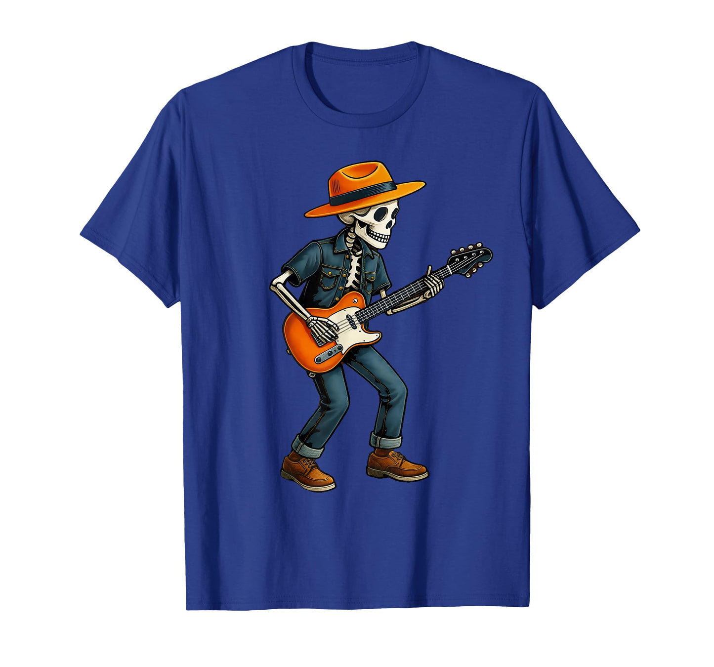 Skeleton Guitar Guitarist Rock Band Halloween Costume Funny T-Shirt