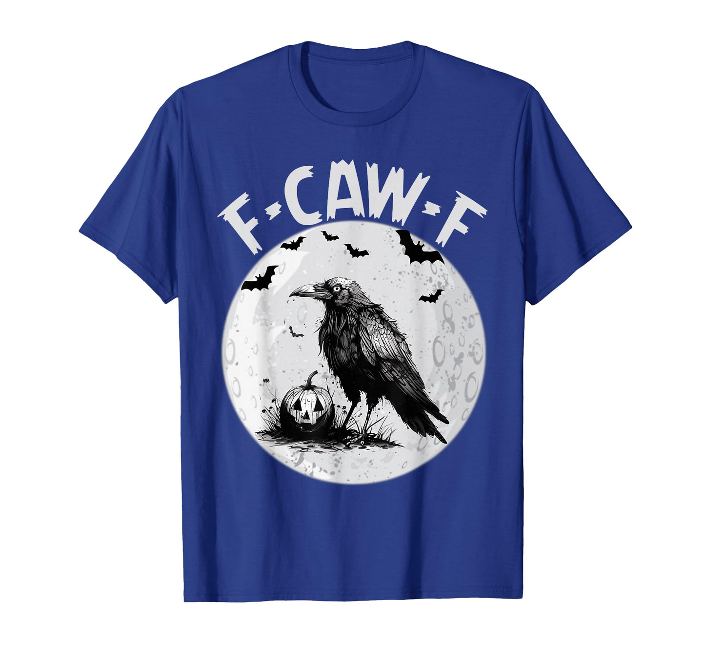 Black Crow Bird F-Caw-F Black Bird Pumpkin Moon Halloween T-Shirt