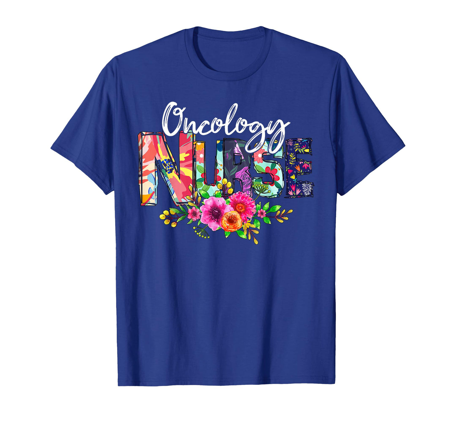 Oncology Nurse Tropical Flowers Summer Hawaii Beach T-Shirt