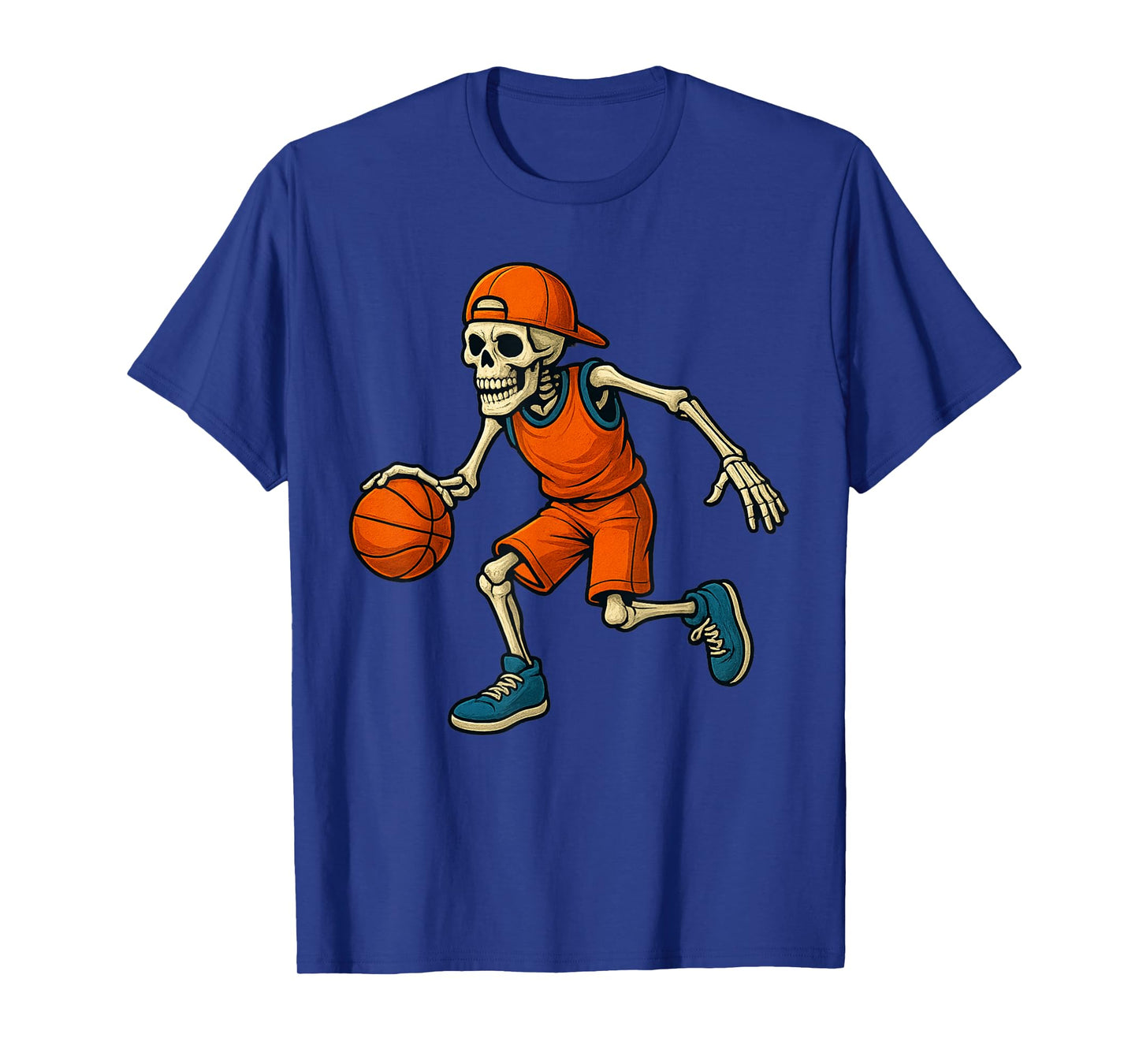 Basketball Skeleton Halloween Spooky Boys Basketball Player T-Shirt