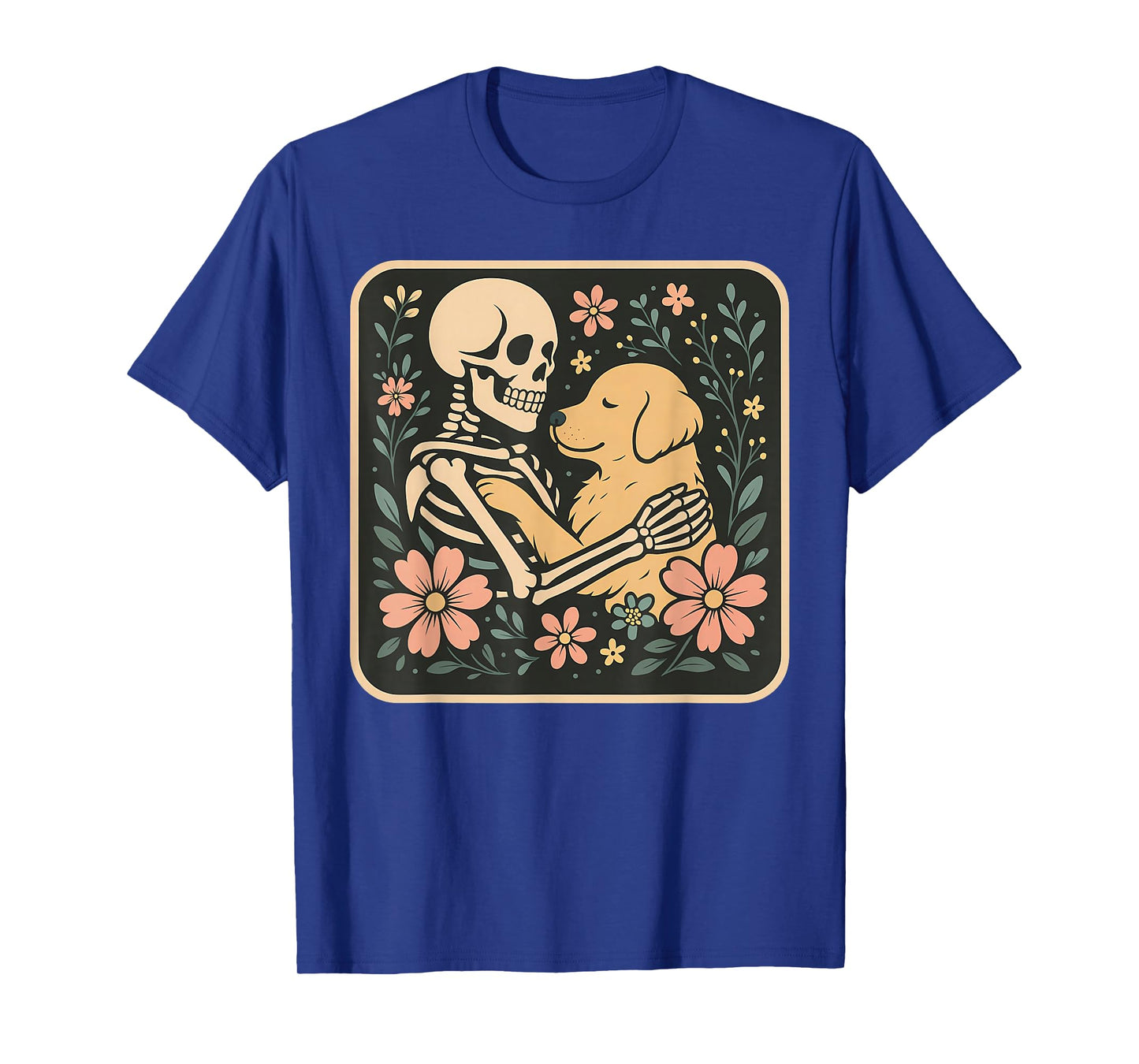 Skeleton Hugging Dog Halloween Dog Lover Dog Mom Dad T-Shirt