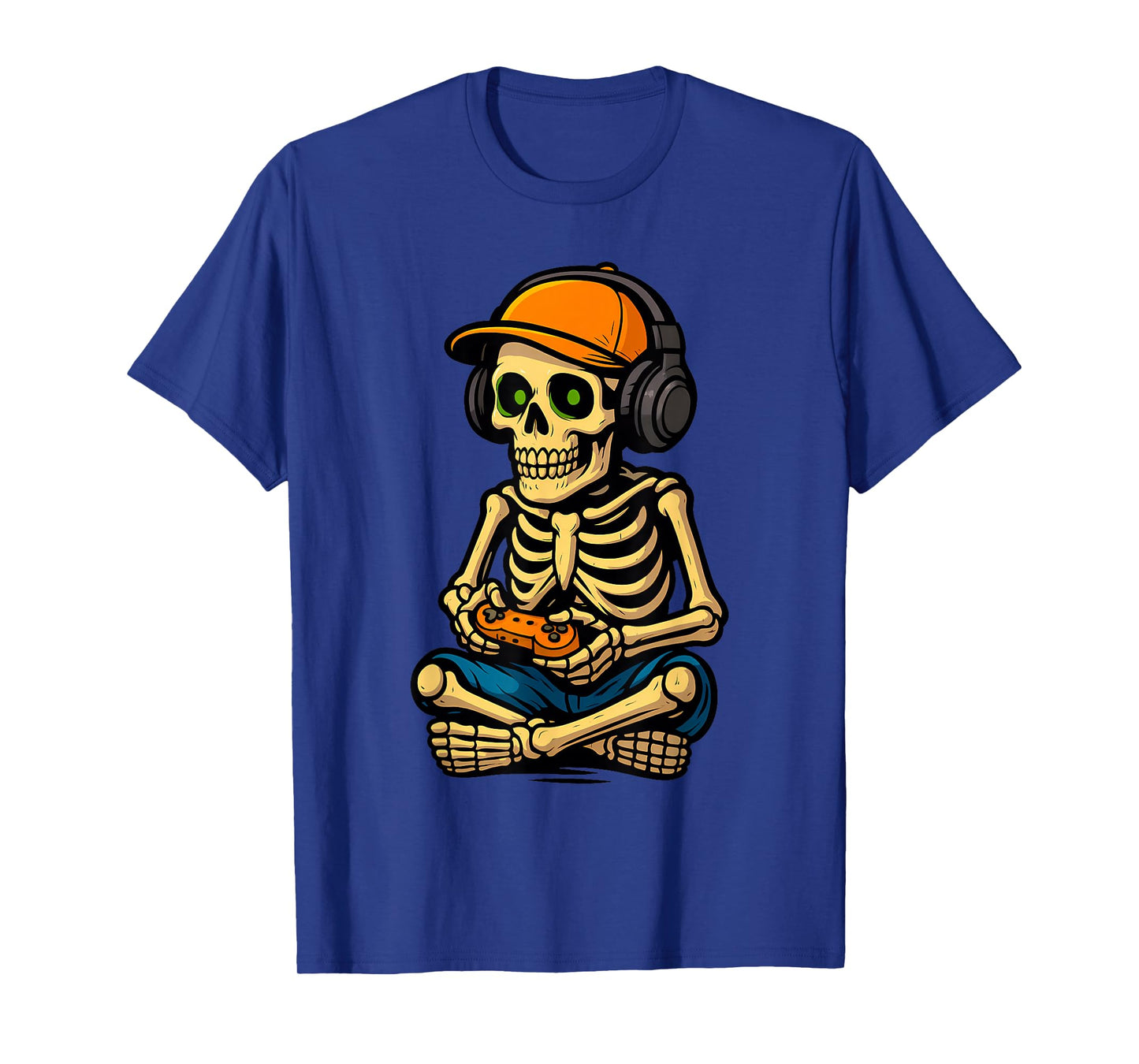 Skeleton Gamer with Headphones and Controller Halloween T-Shirt