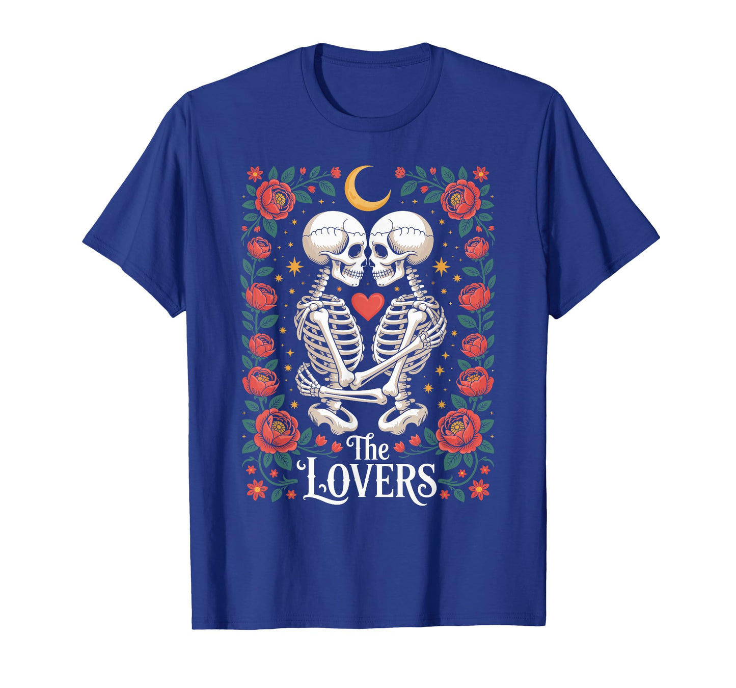 Gothic Lovers Skeleton Tarot Card Halloween Skull Couple T-Shirt