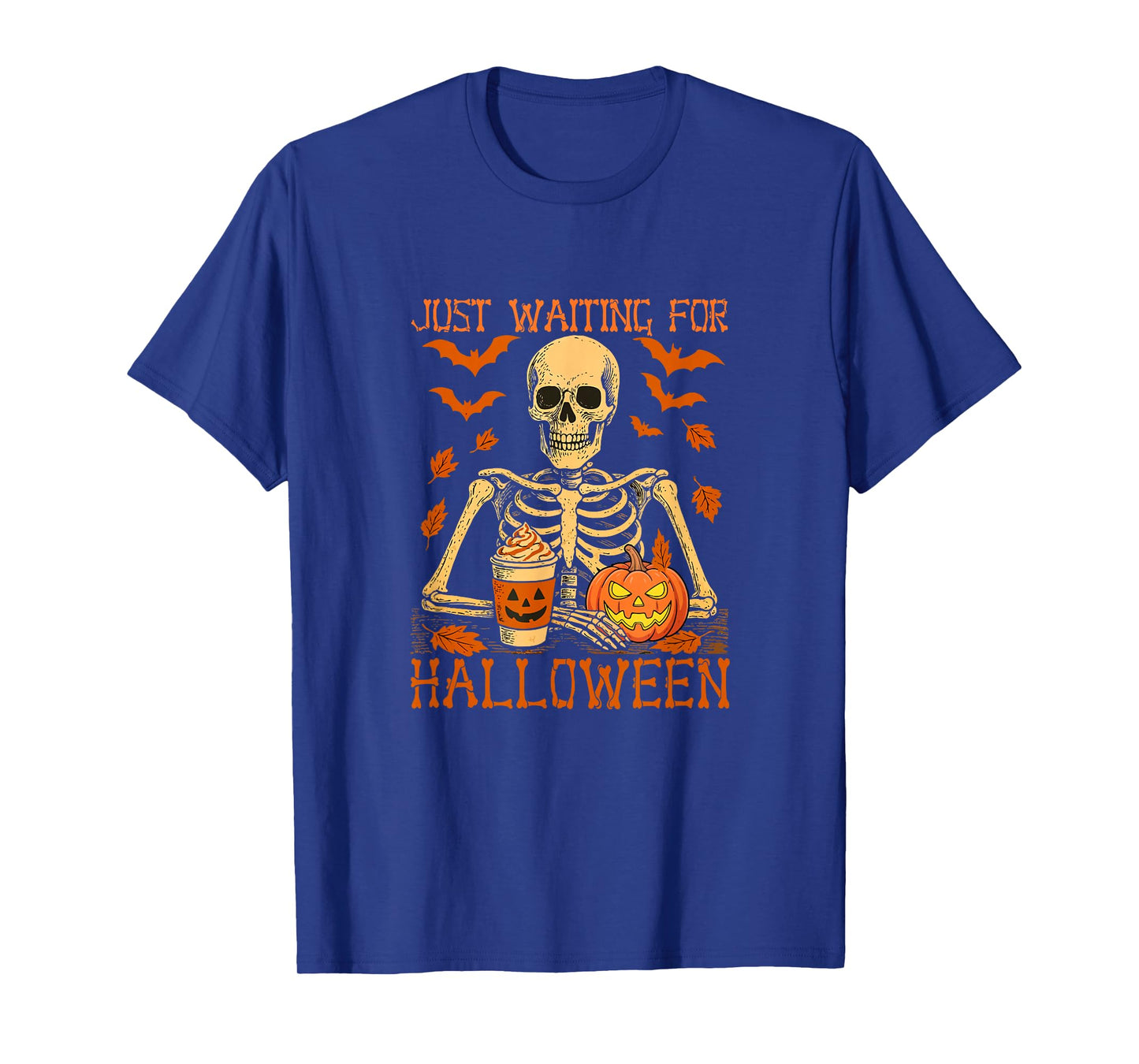 Waiting for Halloween Skeleton Drinking Coffee Funny Family T-Shirt