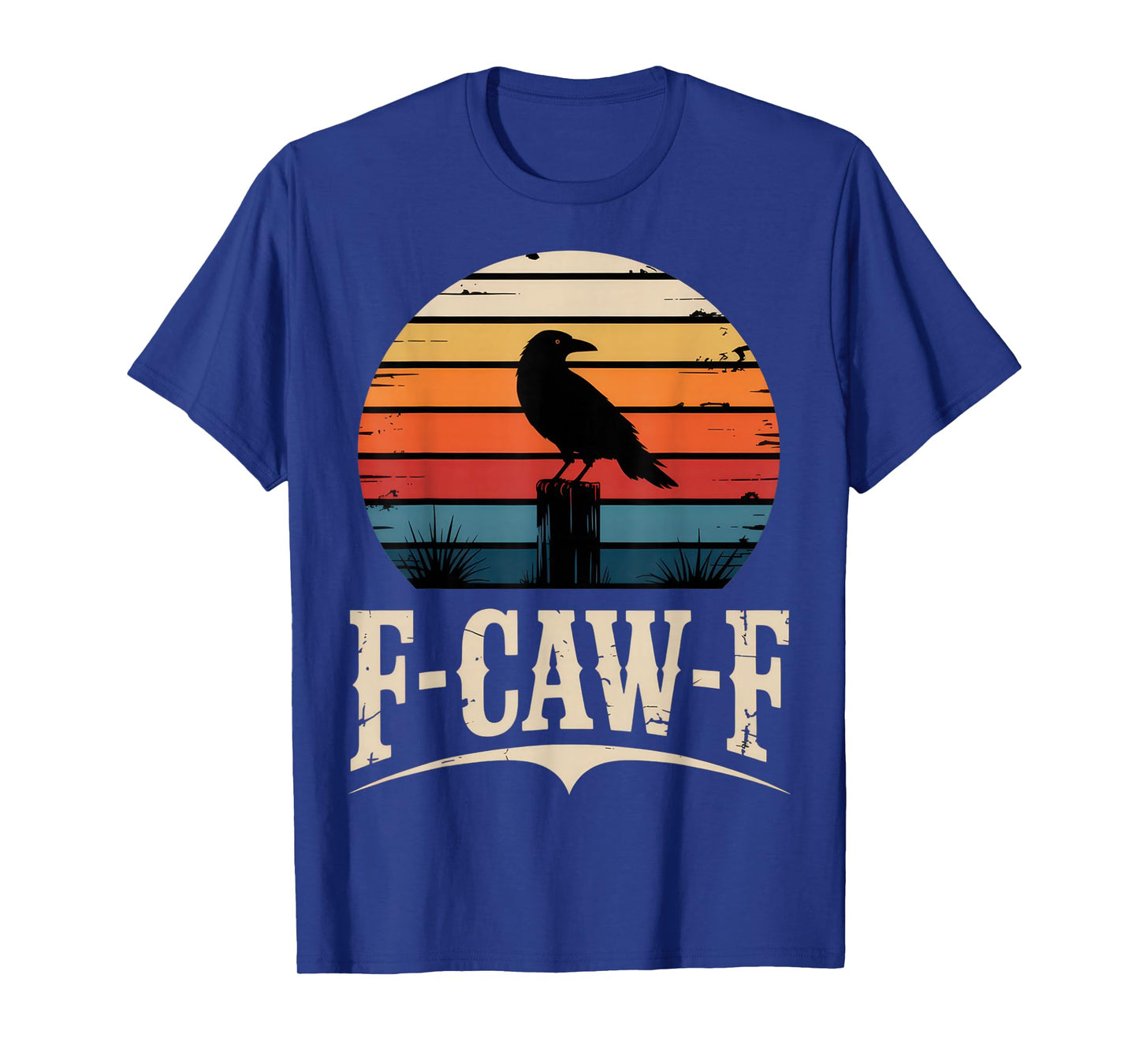 F-CAW-F Funny Raven Outfit Retro Sunset Crow Vintage Look T-Shirt