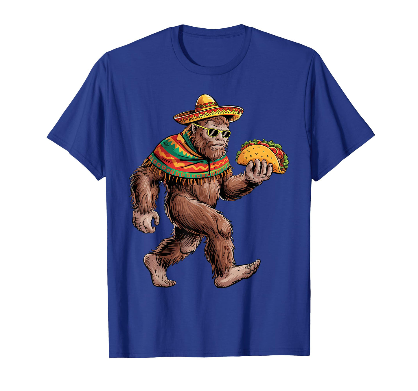 Sasquatch Sombrero Poncho Carrying Taco Cinco De Mayo Men T-Shirt