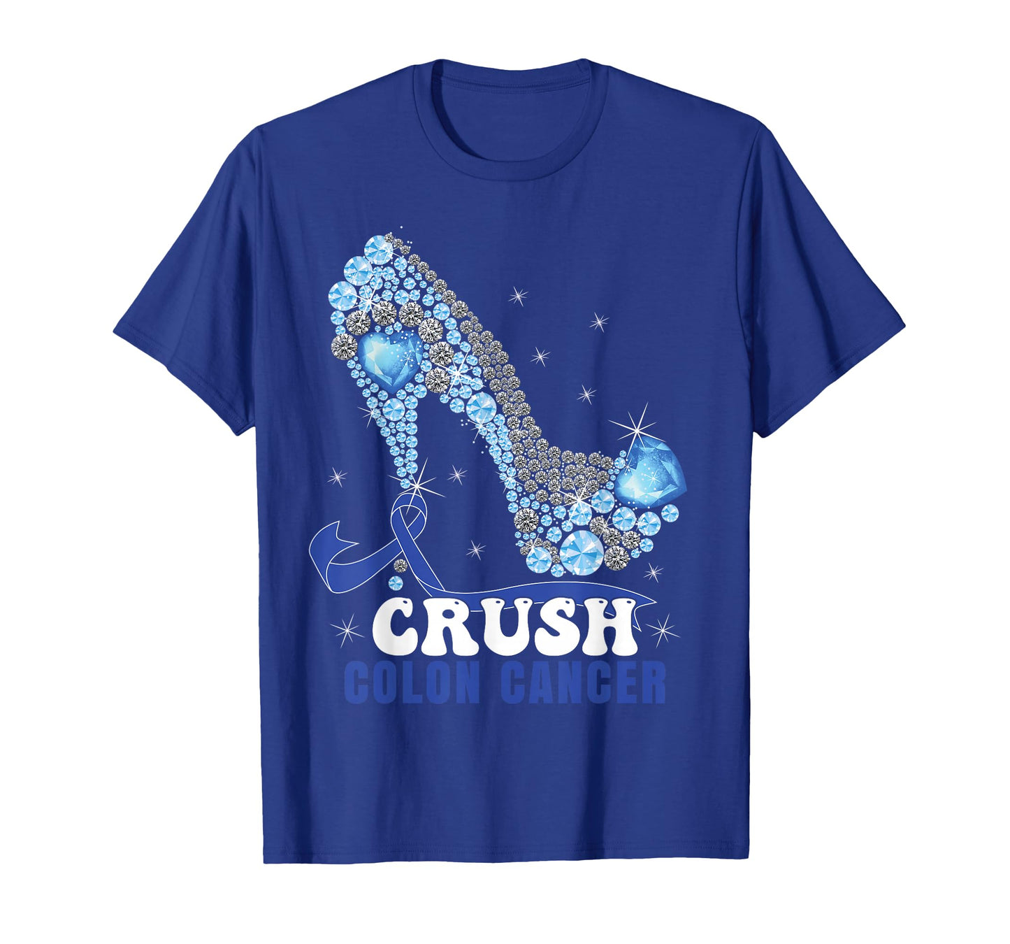Blue Ribbon Women Colonscopy Colorectal Colon Cancer T-Shirt