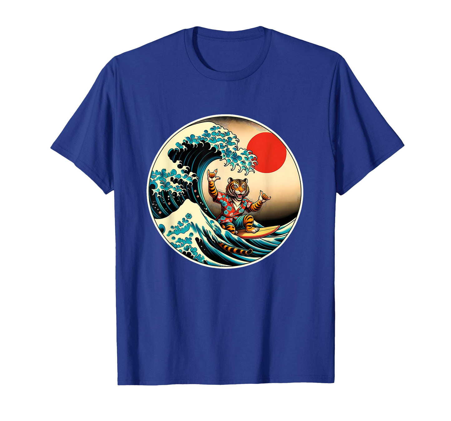 Great Wave Kanagawa Tiger Surfing T-Shirt