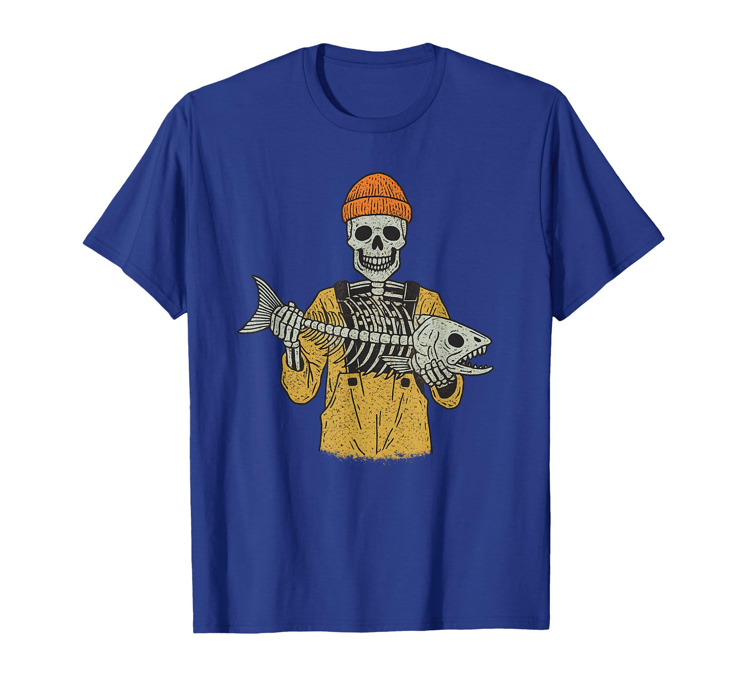 Vintage Halloween Skeleton Fishing Funny Spooky Costume T-Shirt