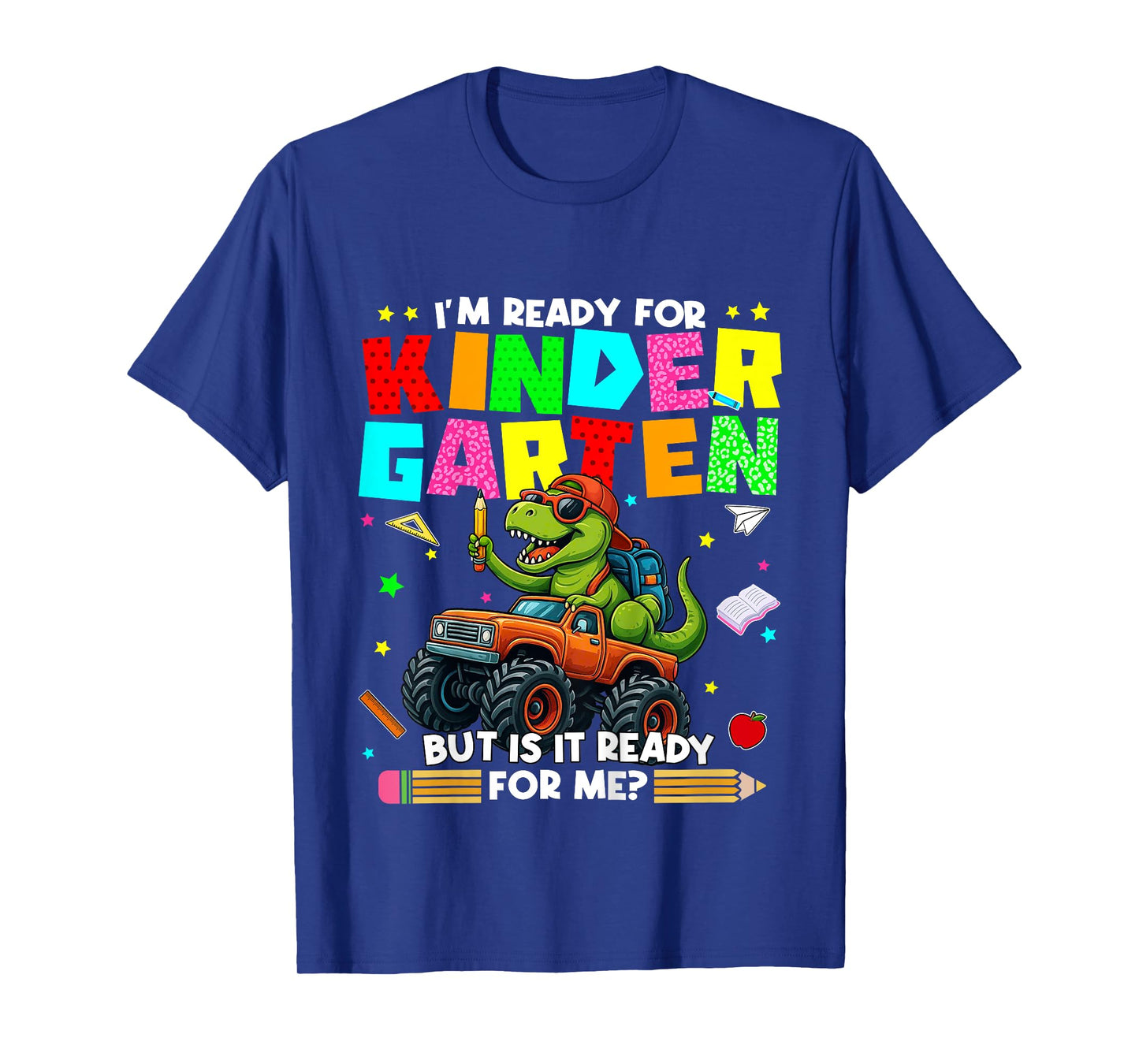 Kids Ready For Kindergarten Dinosaur Truck 1st Day Of School Boys T-Shirt