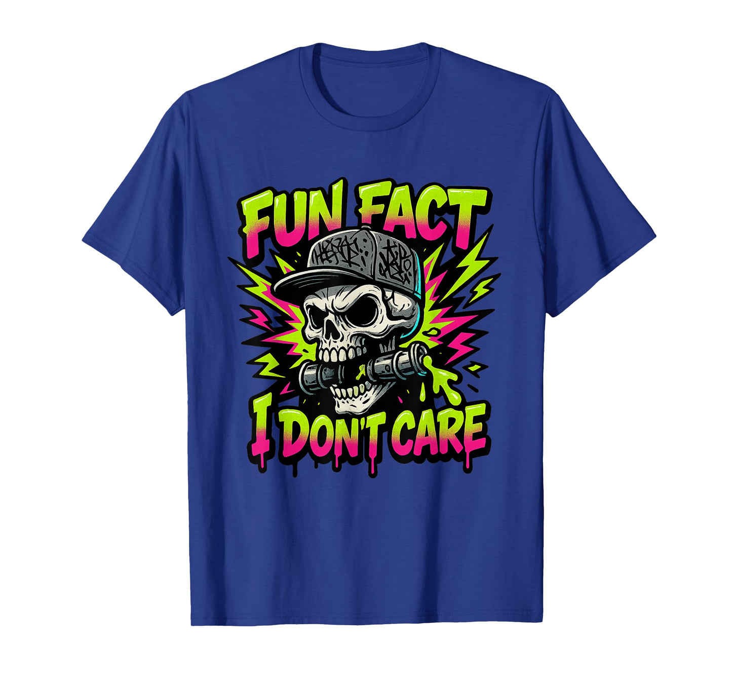 Fun Fact I Don't Care Cute Sarcastic Graffiti Skull Art Boys T-Shirt