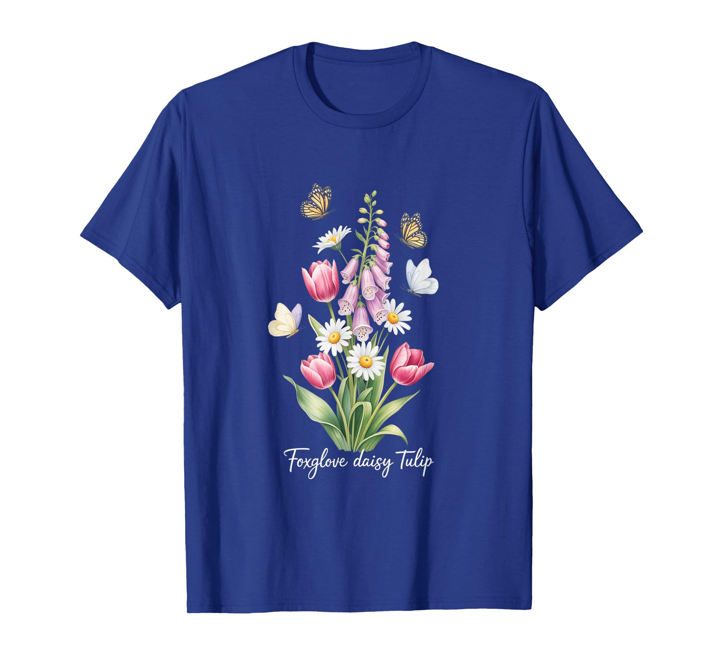 Foxglove Daisy Tulip Elegant Floral Harmony T-Shirt