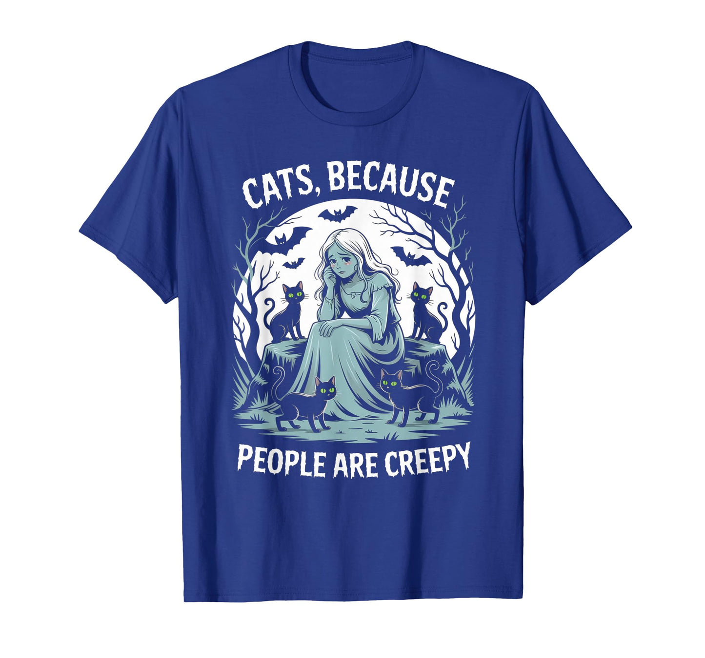 Cats Because People are Creepy Ghost Halloween Cat Mom Kids T-Shirt