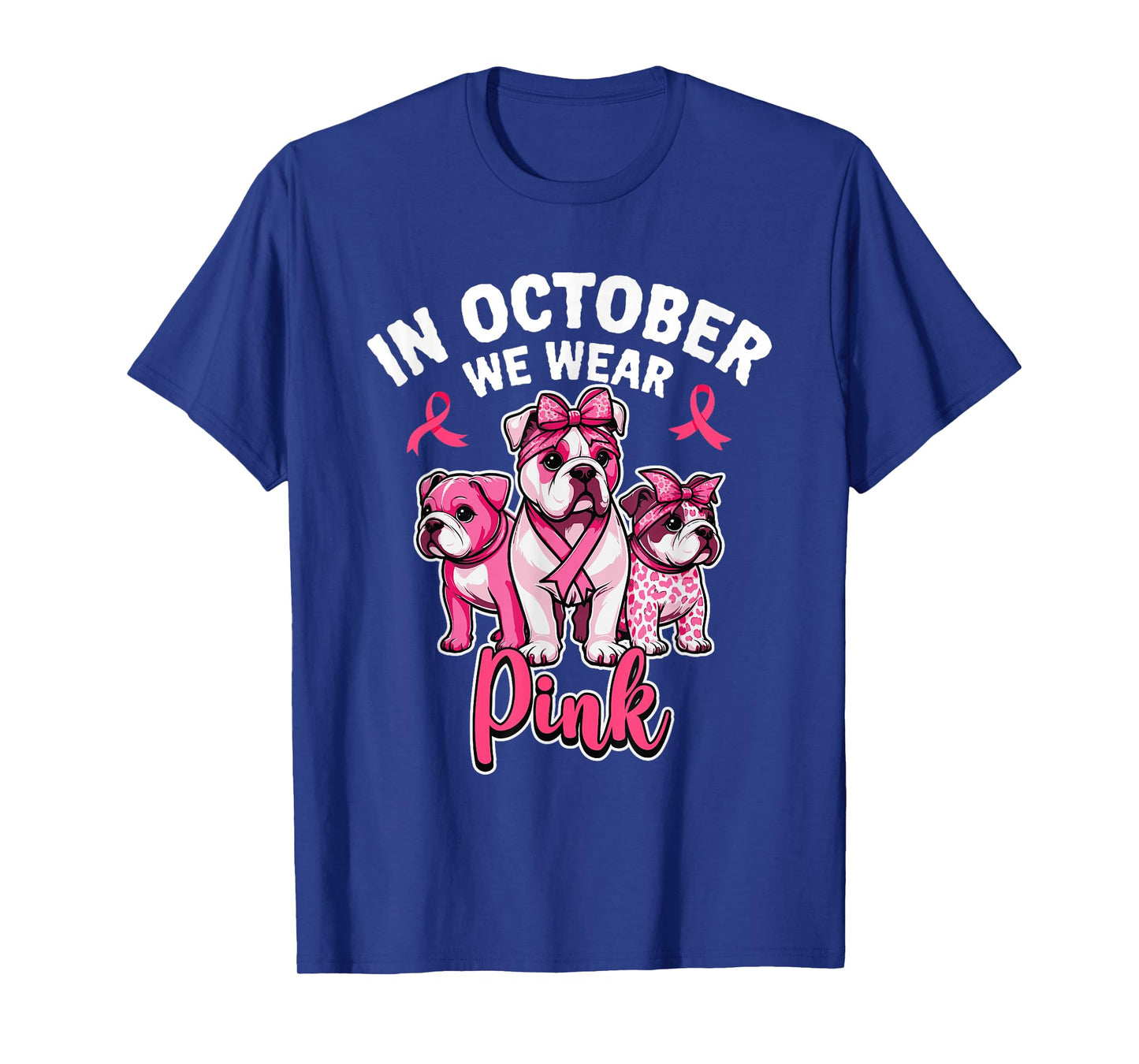 in October We Wear Pink Pitbull Dog Breast Cancer Awareness T-Shirt