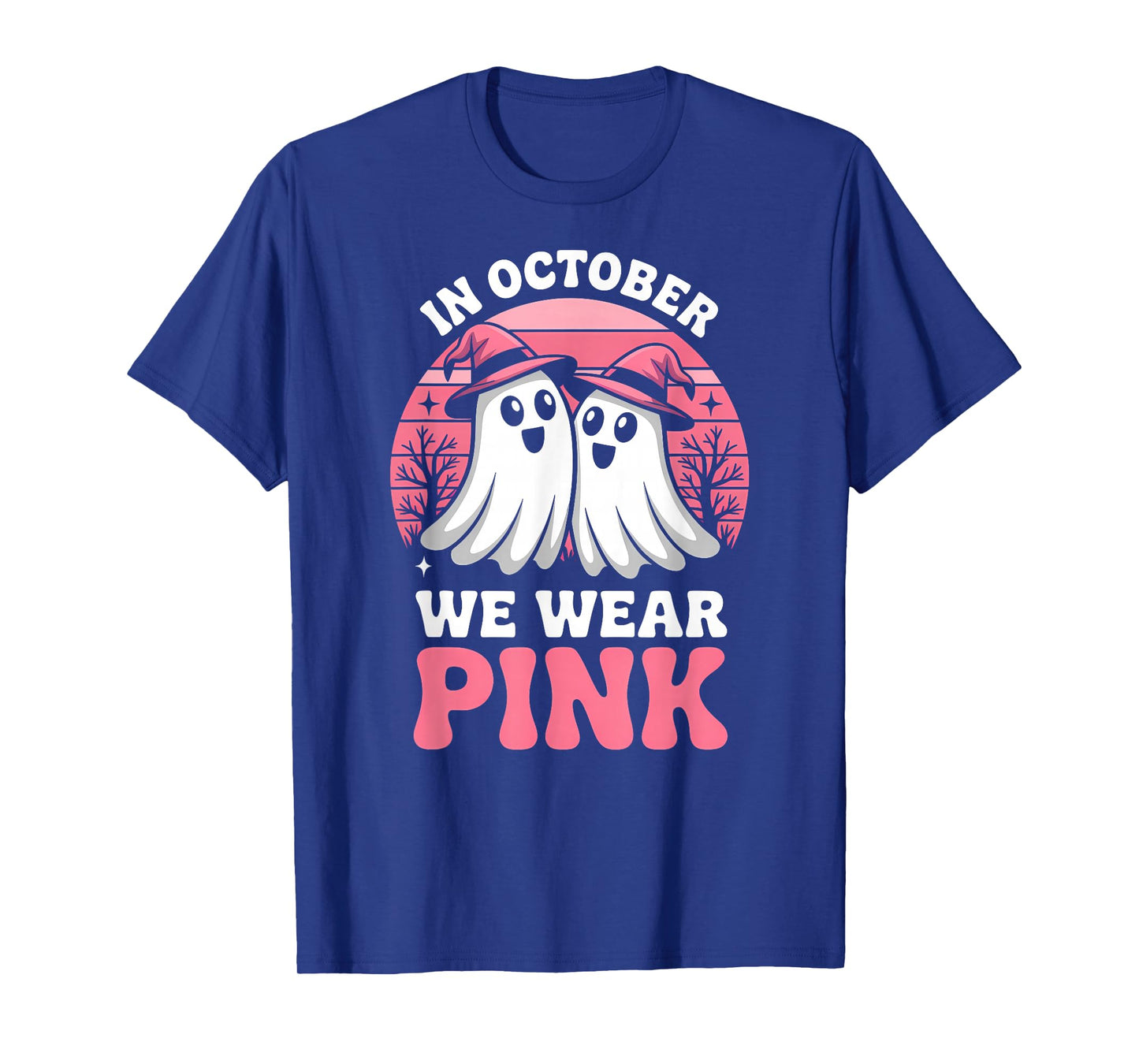 in October We Wear Pink Breast Cancer Awareness Halloween T-Shirt